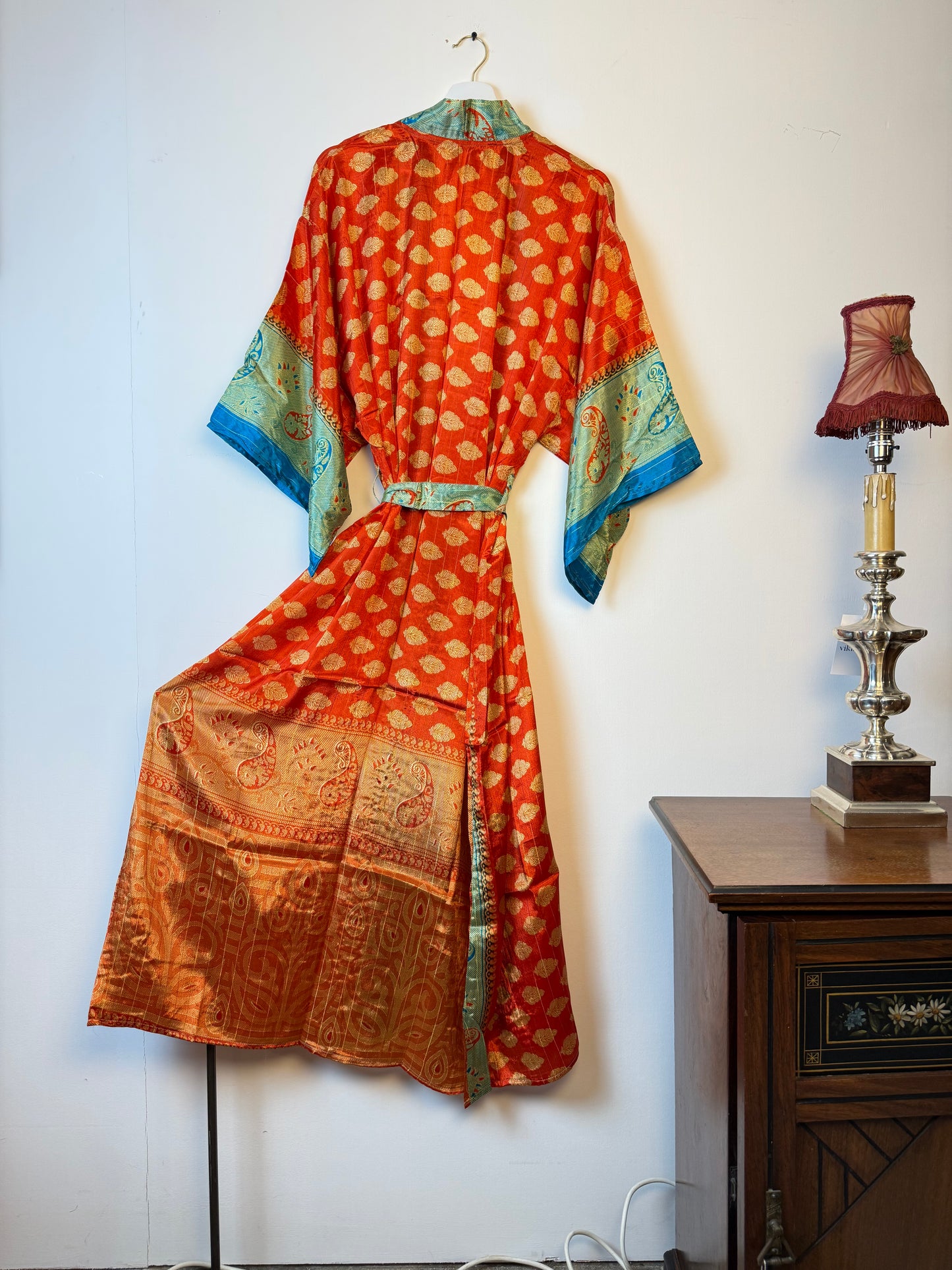 Vintage Saree Silk Kimono / Duster - Long