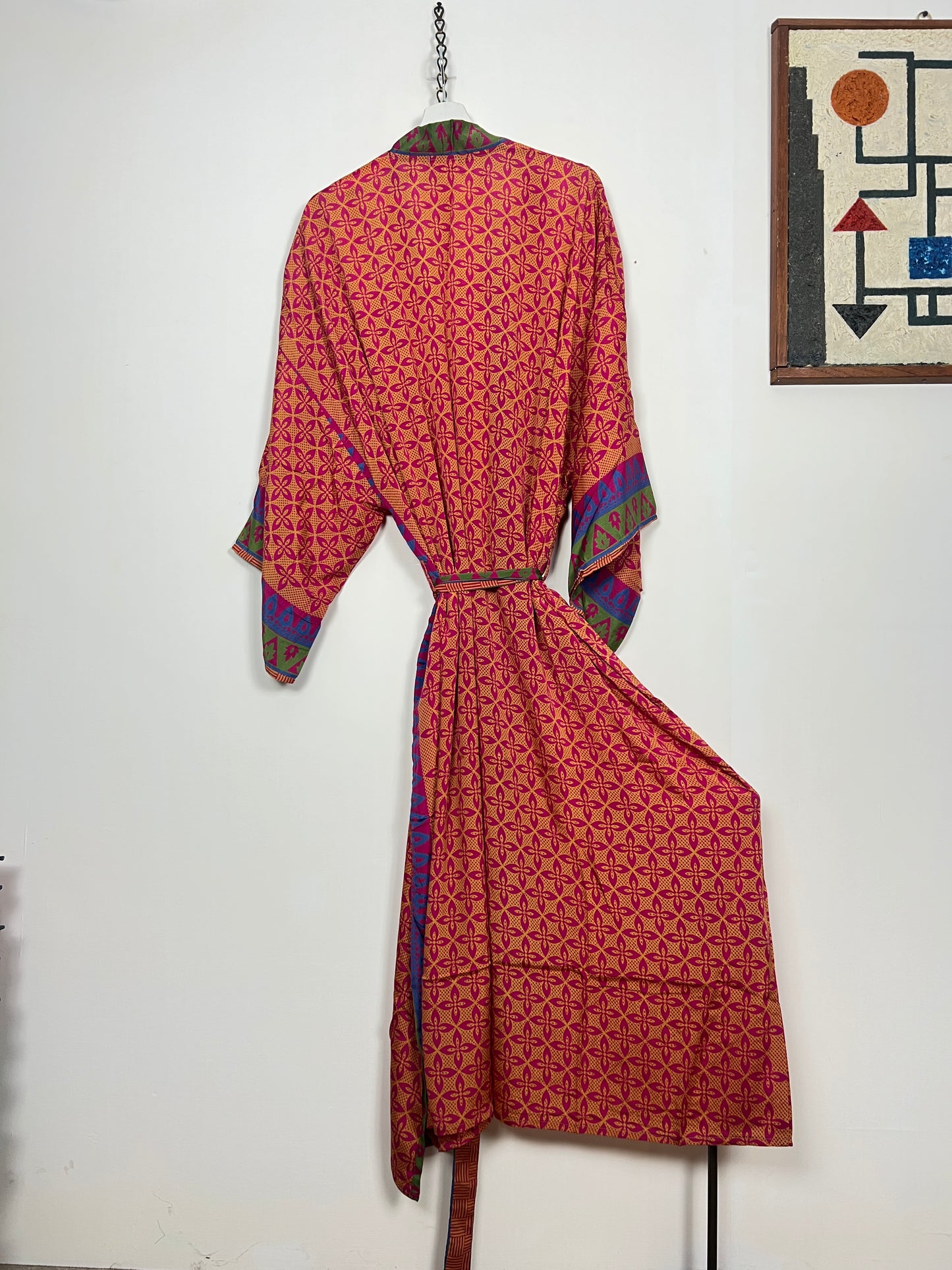 Vintage Saree Silk Kimono / Duster - Long - Wider Unisex Fit