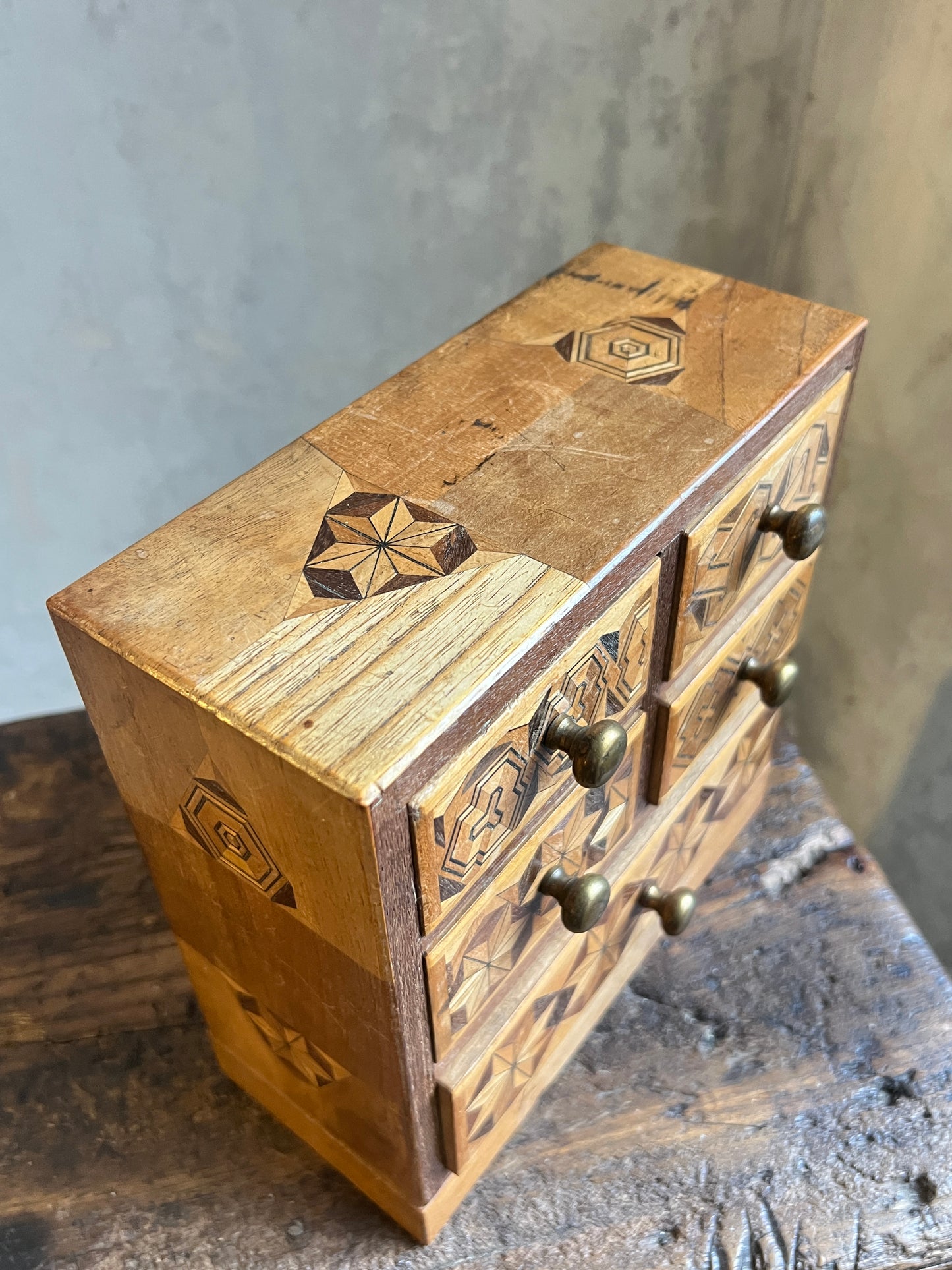A Japanese Parquetry Specimen Table-top Miniature Chest