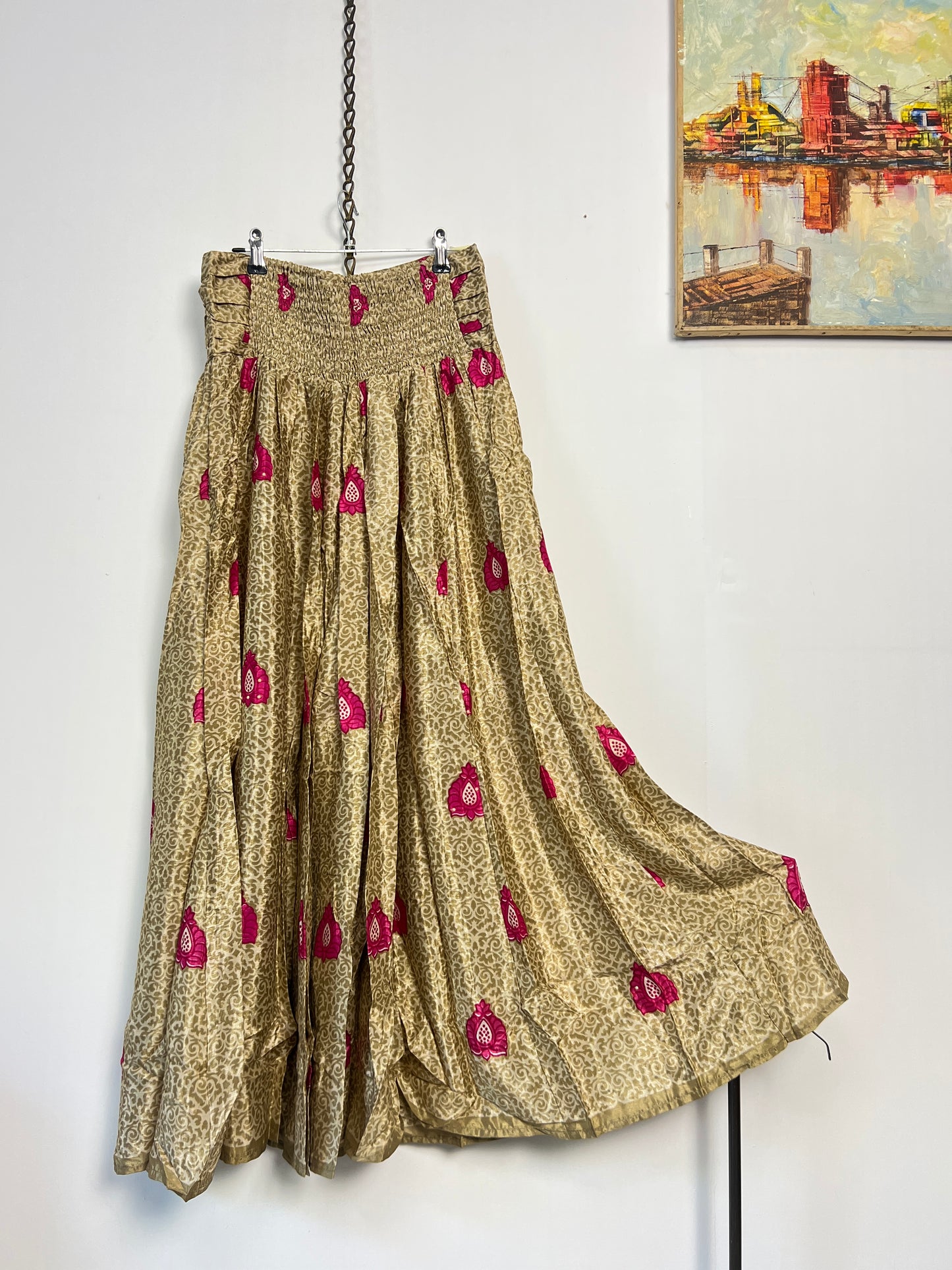 Vintage Saree Silk Pleated Skirt