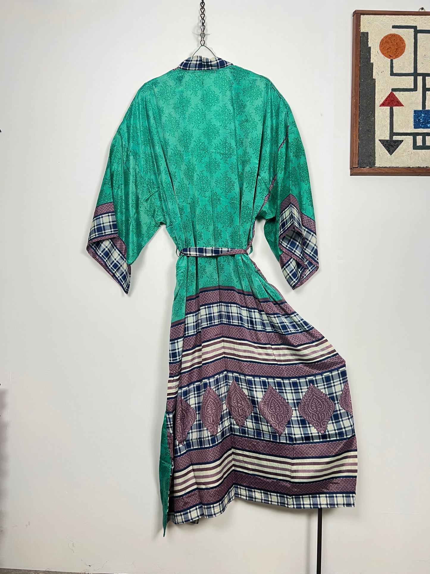 Vintage Saree Silk Kimono / Duster - Long - Wider Unisex Fit