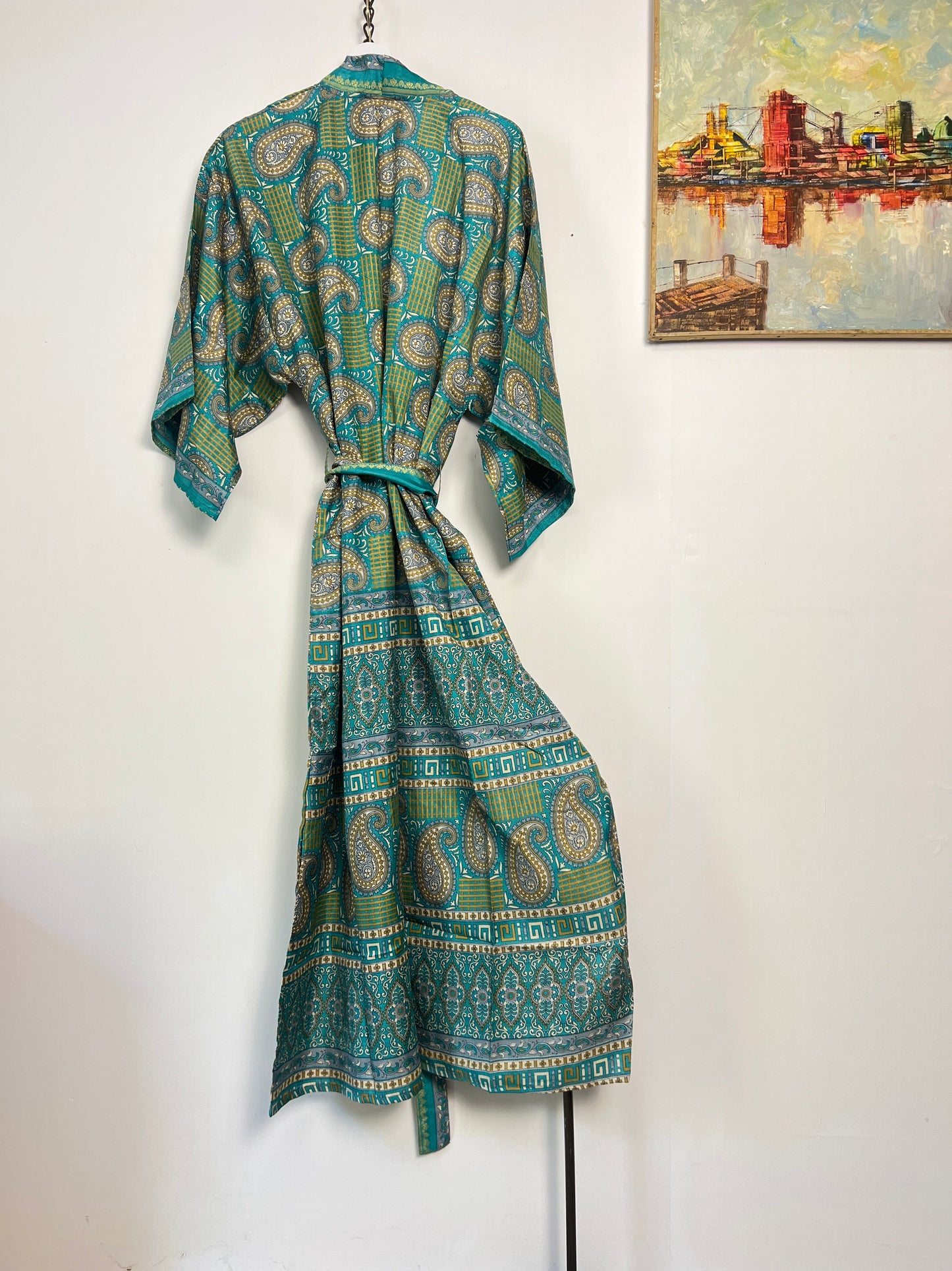 Vintage Saree Silk Kimono / Duster - Long