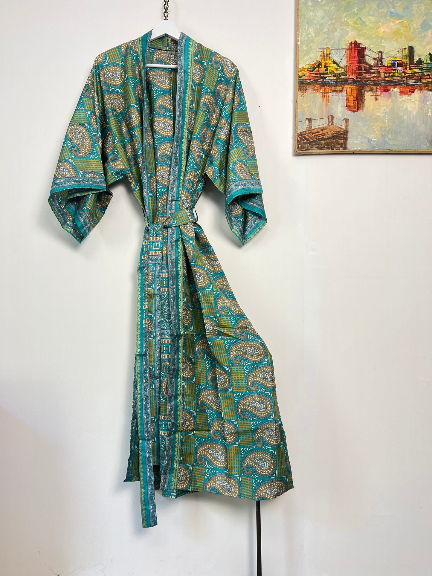 Vintage Saree Silk Kimono / Duster - Long