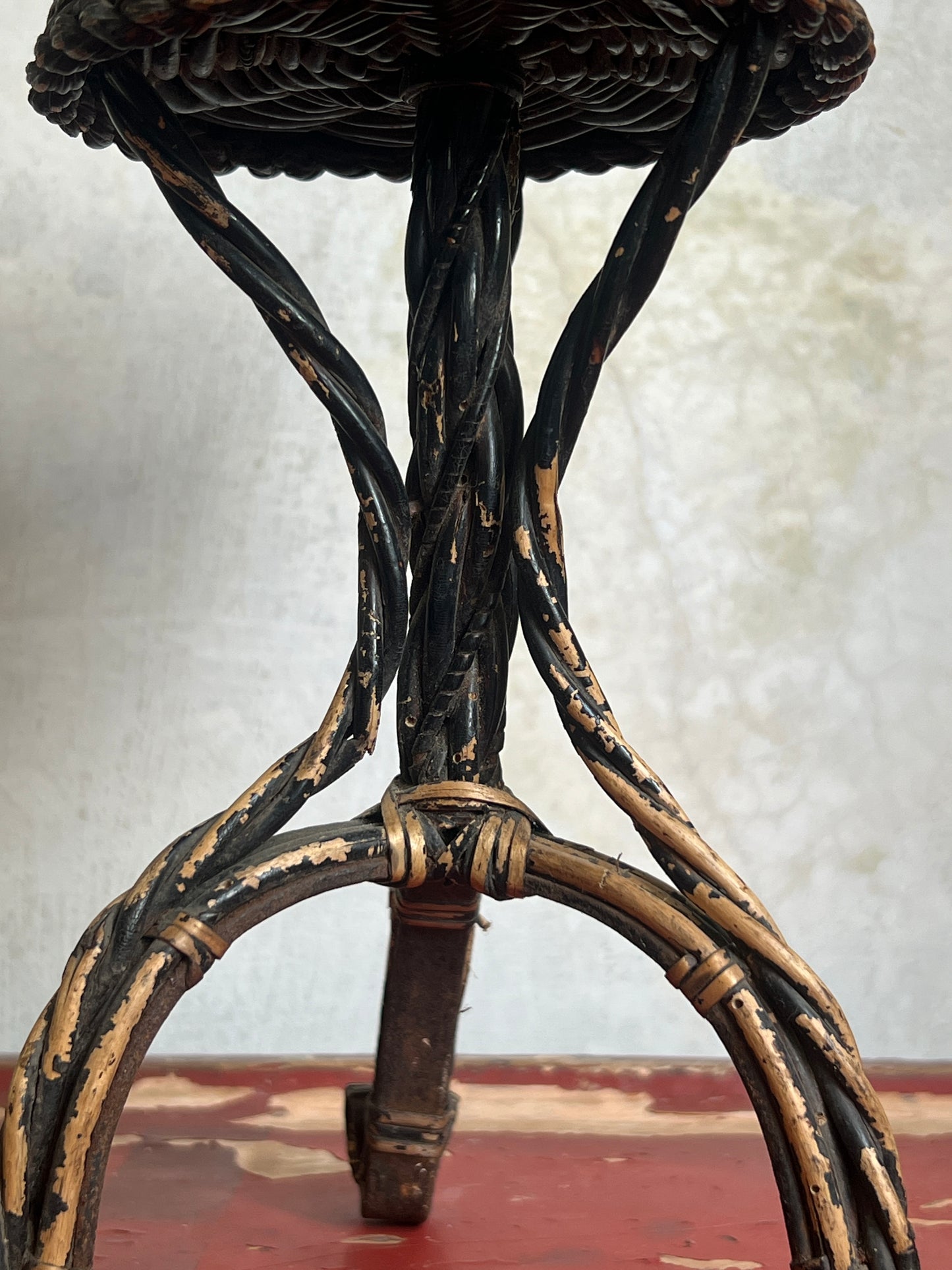 A Rare 19thC Wicker on Steel table-top Plant Stand
