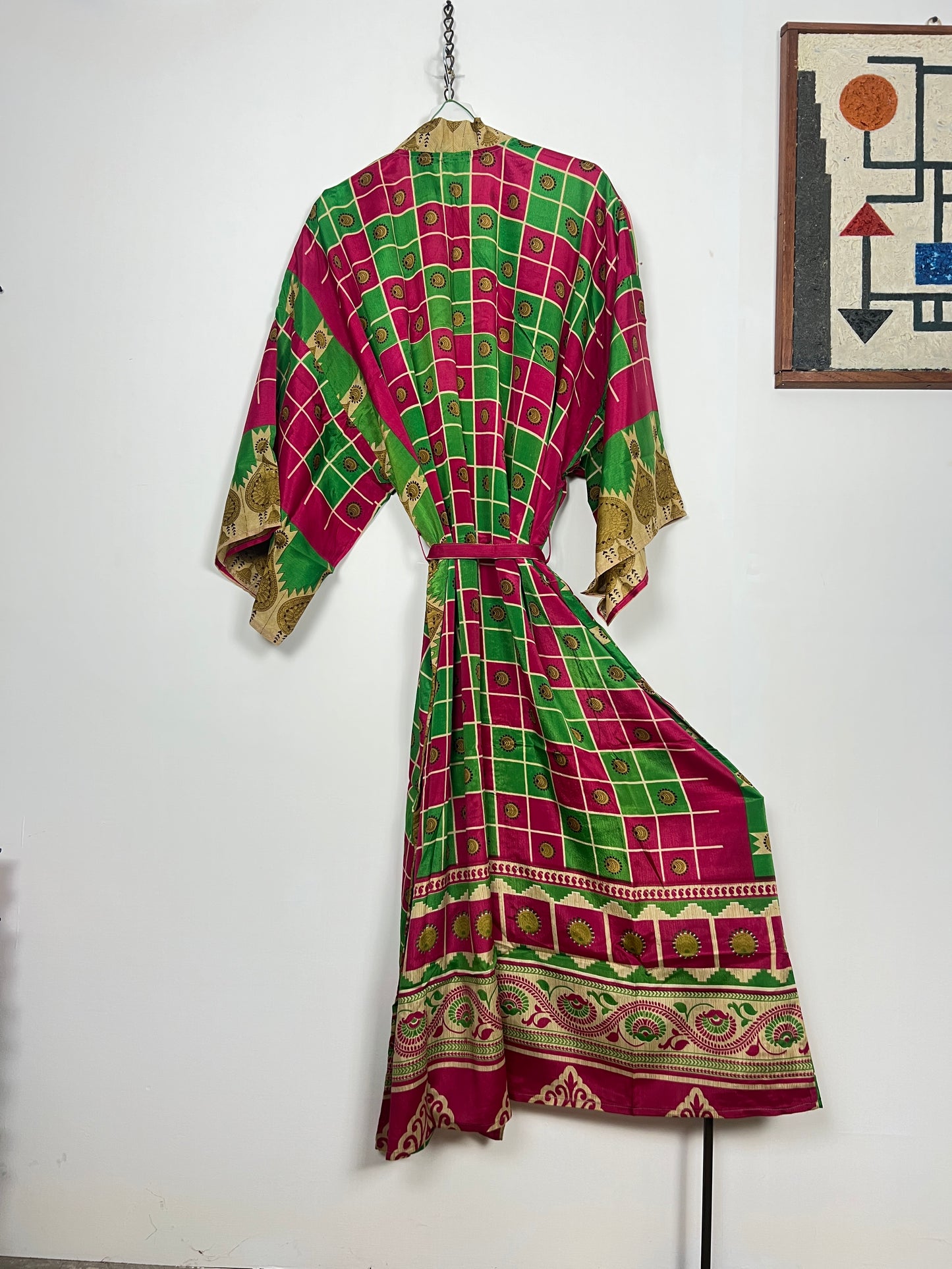 Vintage Saree Silk Kimono / Duster - Long - Wider Unisex Fit