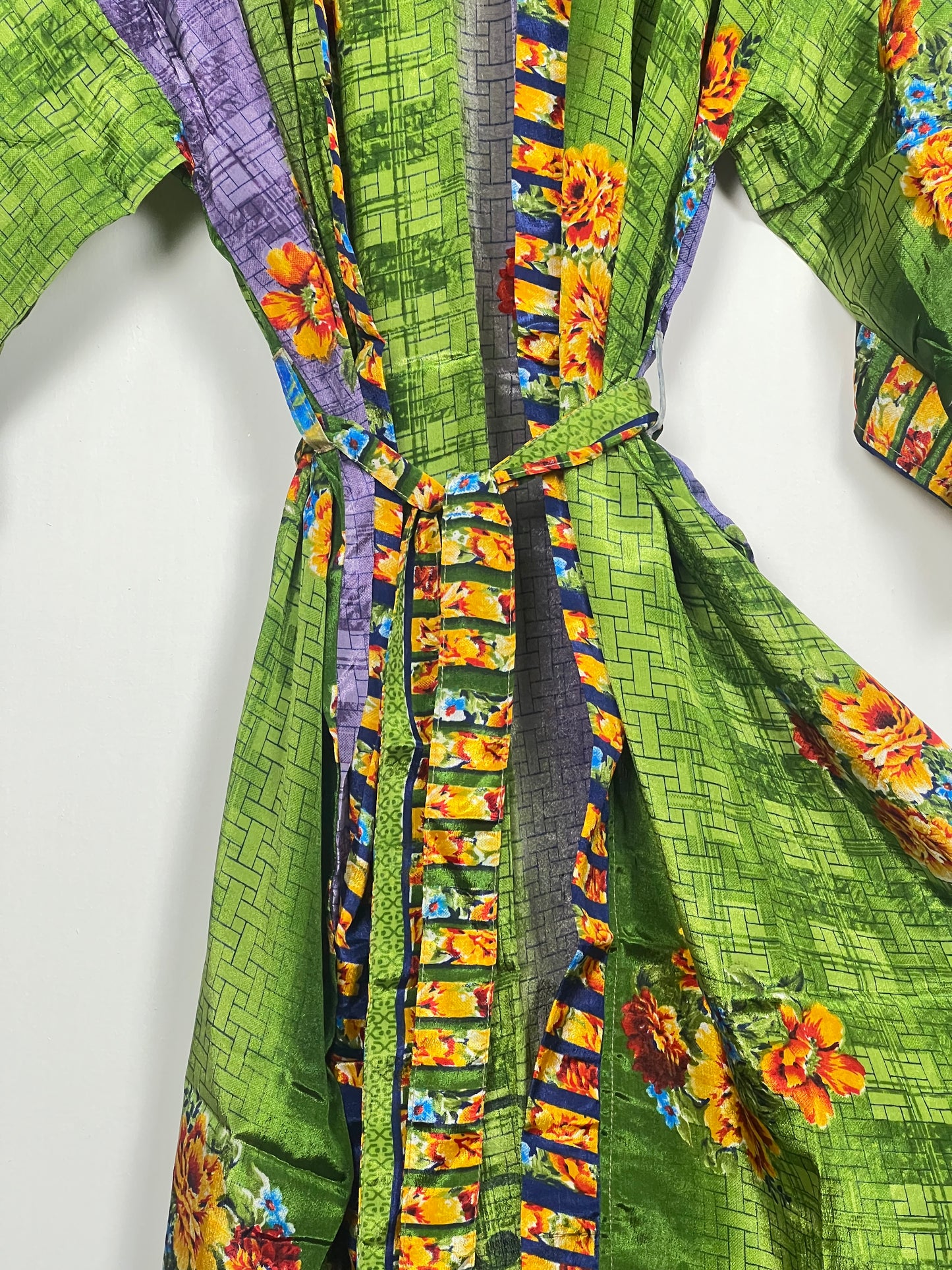 Vintage Saree Silk Kimono / Duster - Long - Wider Unisex Fit