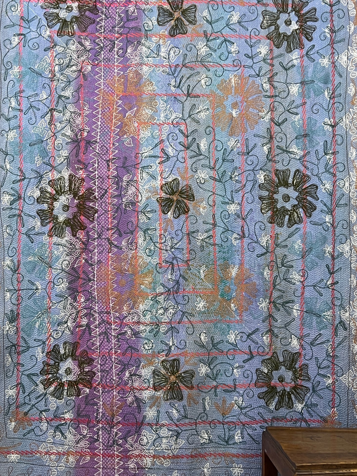 Vintage Kantha Suzani Quilt