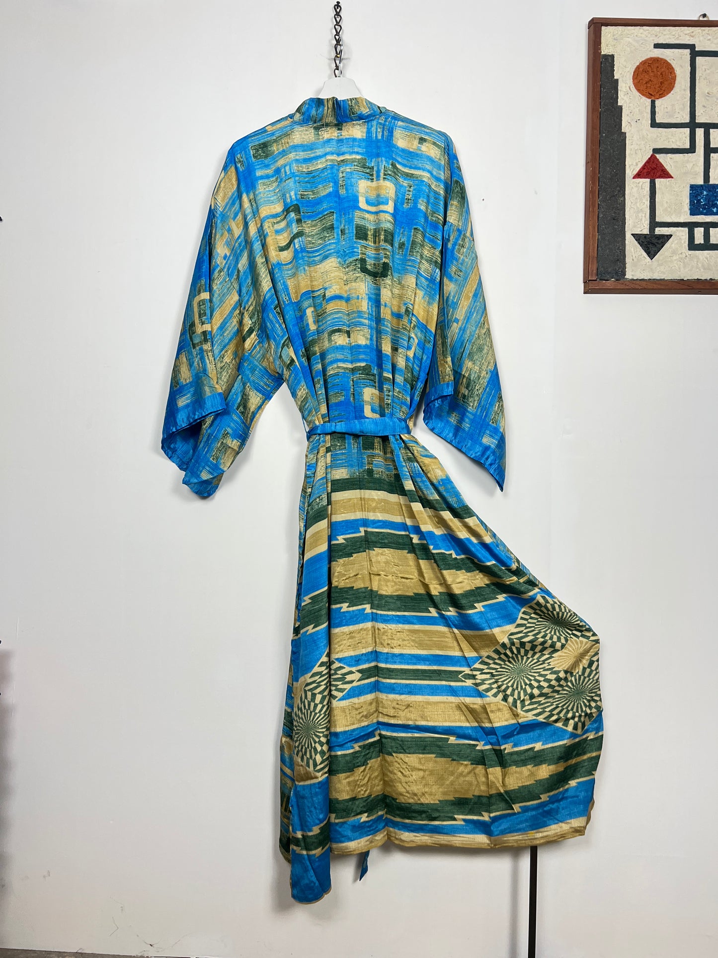 Vintage Saree Silk Kimono / Duster - Long - Wider Unisex Fit