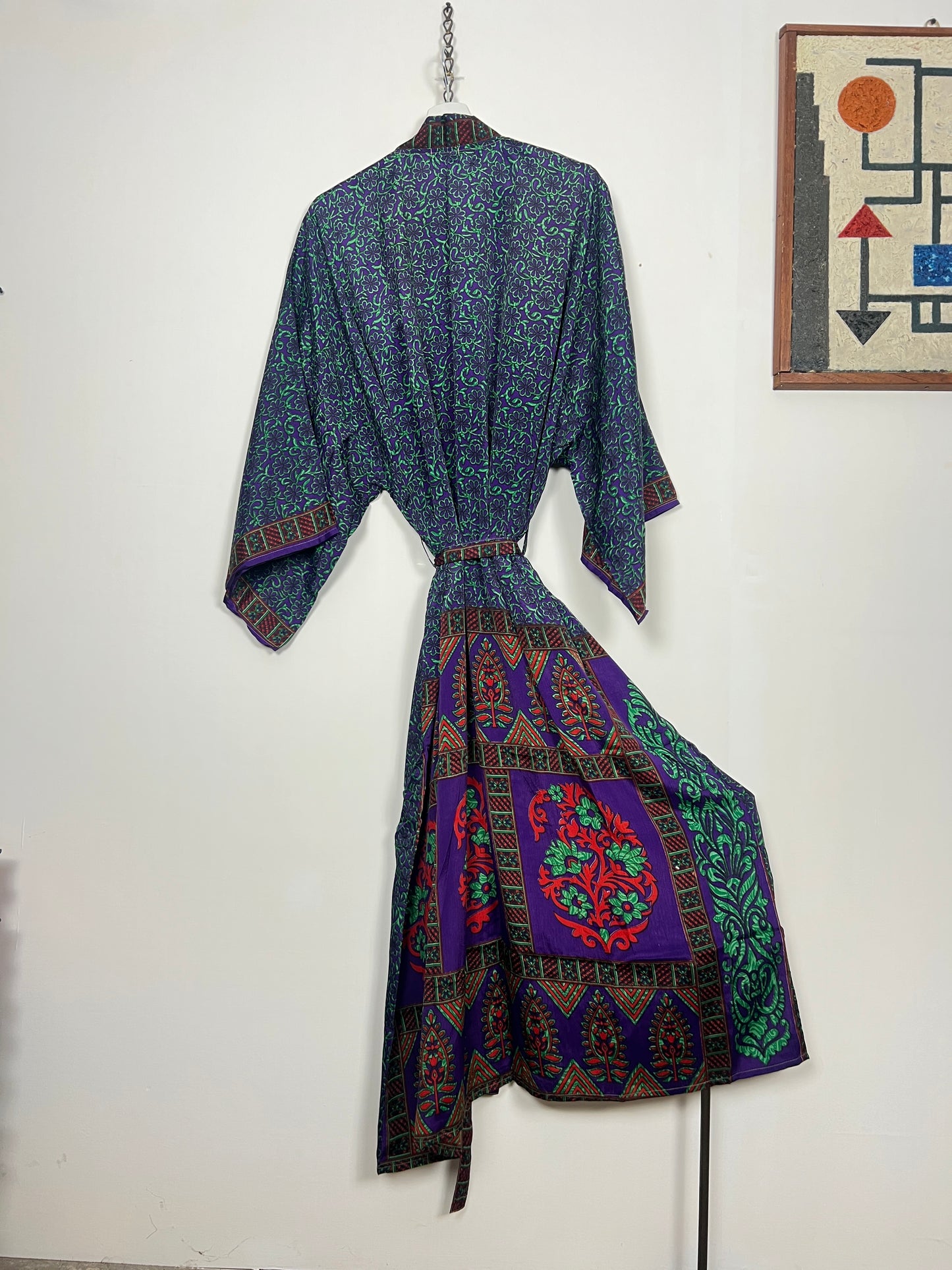 Vintage Saree Silk Kimono / Duster - Long - Wider Unisex Fit