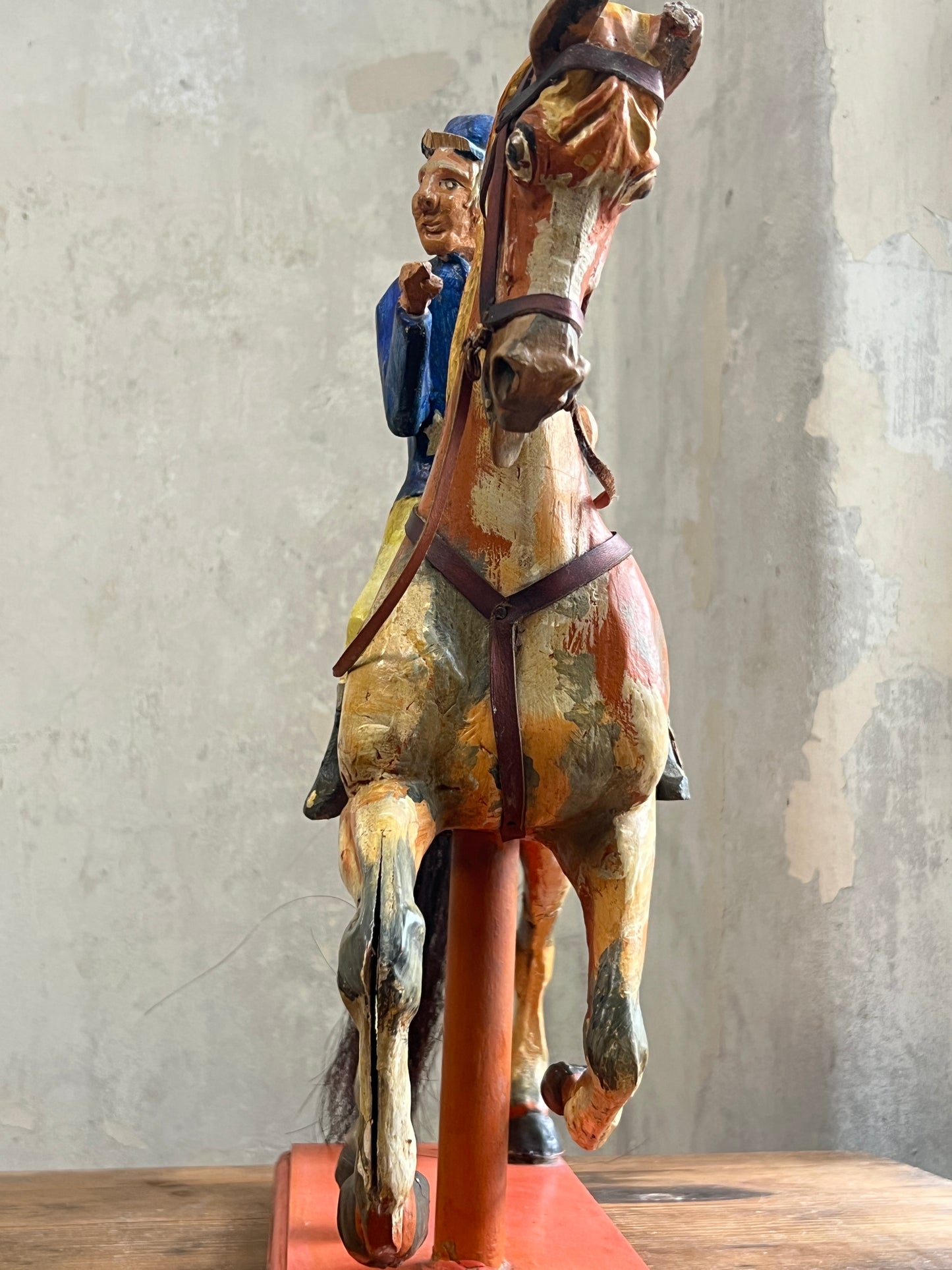 Wooden Fairground Racehorse & Jockey - Provenance Cottle's Circus