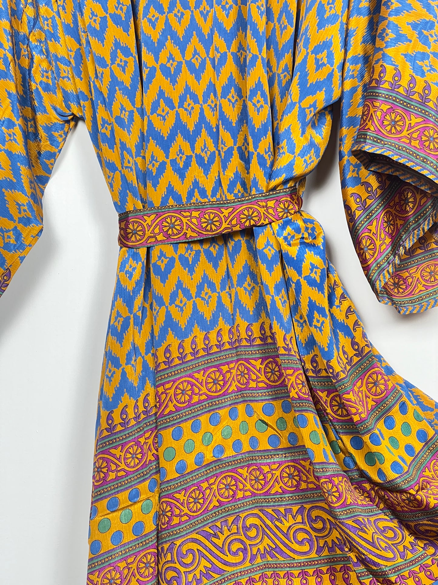 Vintage Saree Silk Kimono / Duster - Long - Wider Unisex Fit