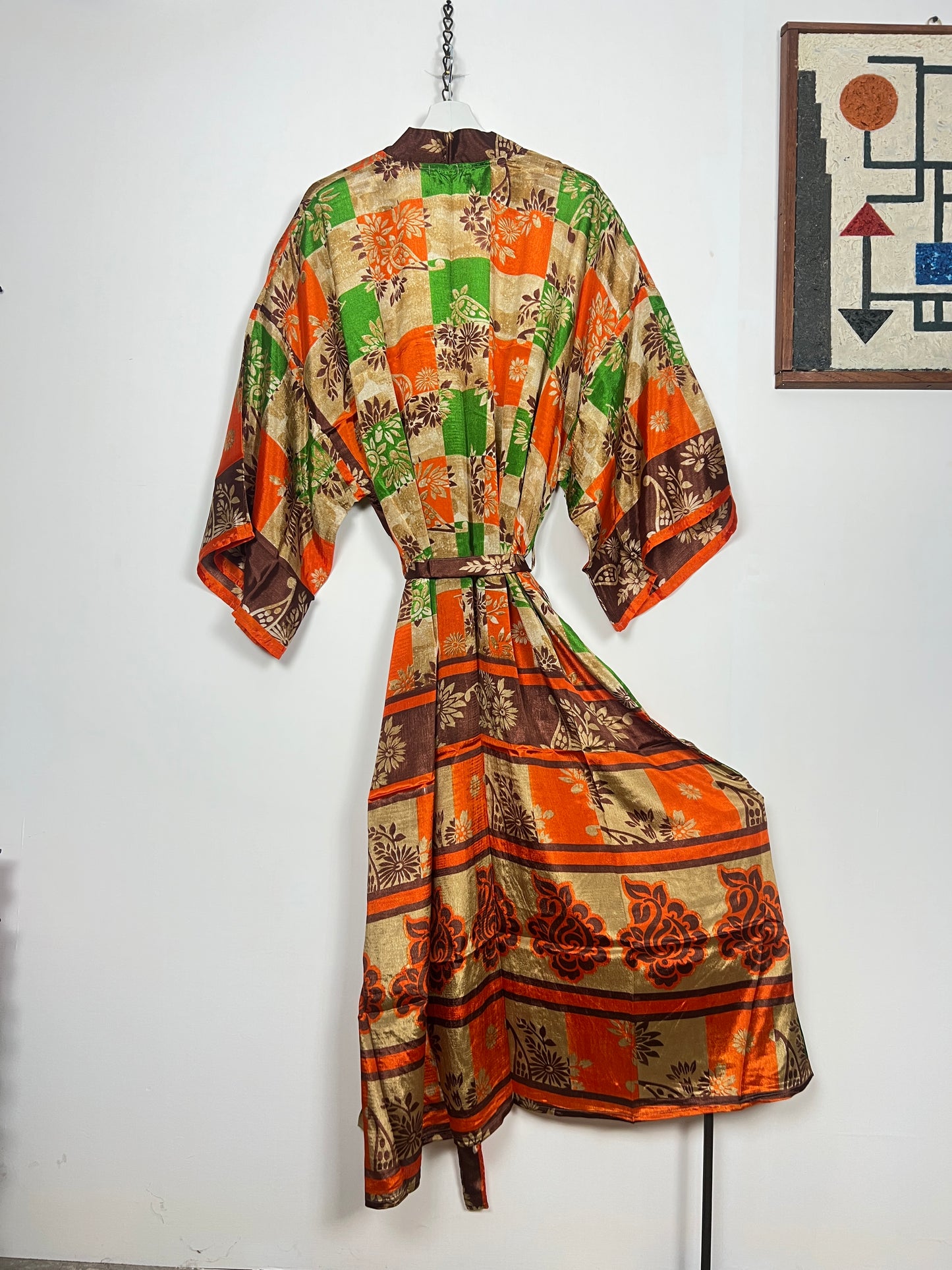 Vintage Saree Silk Kimono / Duster - Long - Wider Unisex Fit