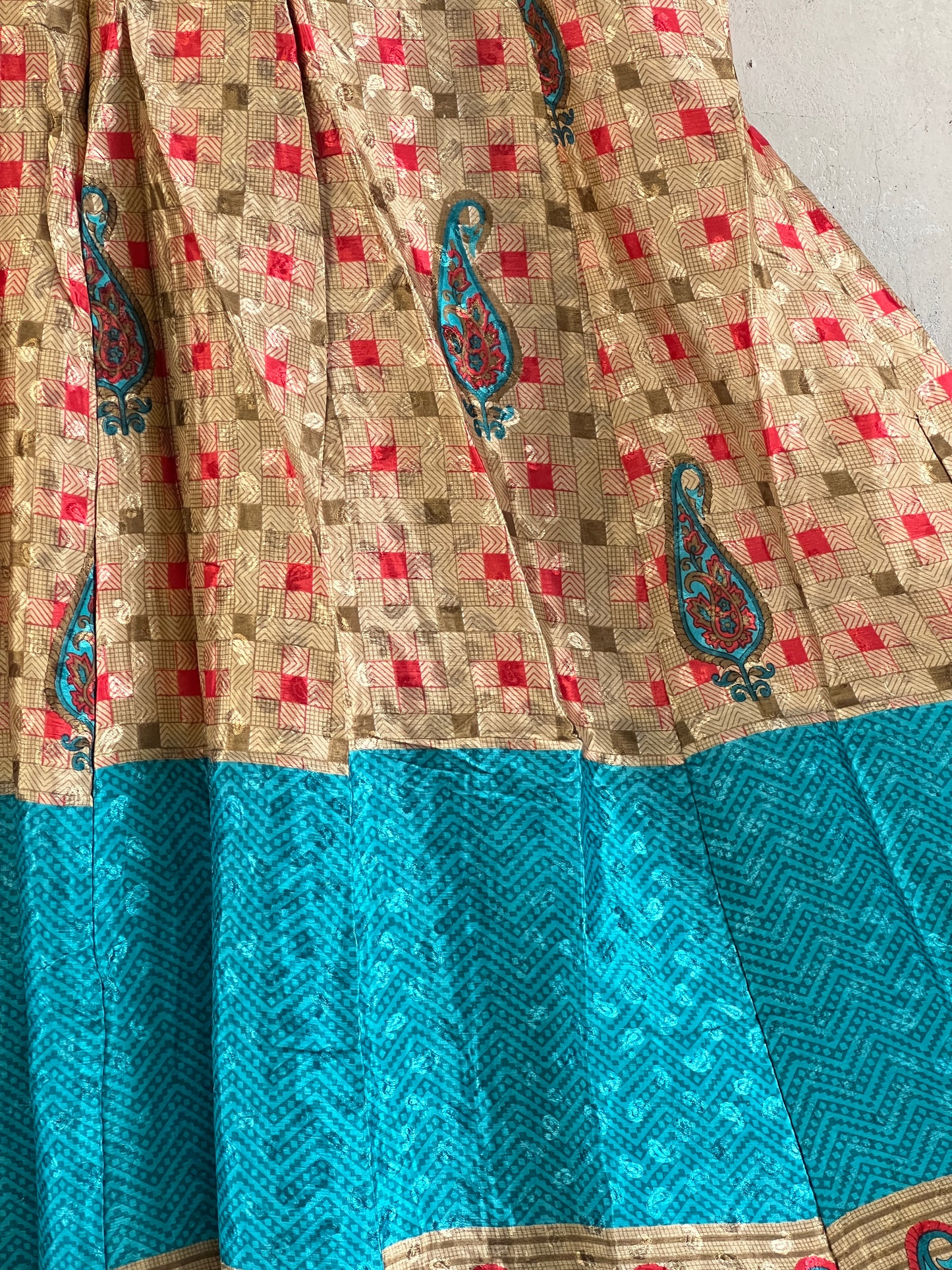 Vintage Saree Silk Pleated Skirt