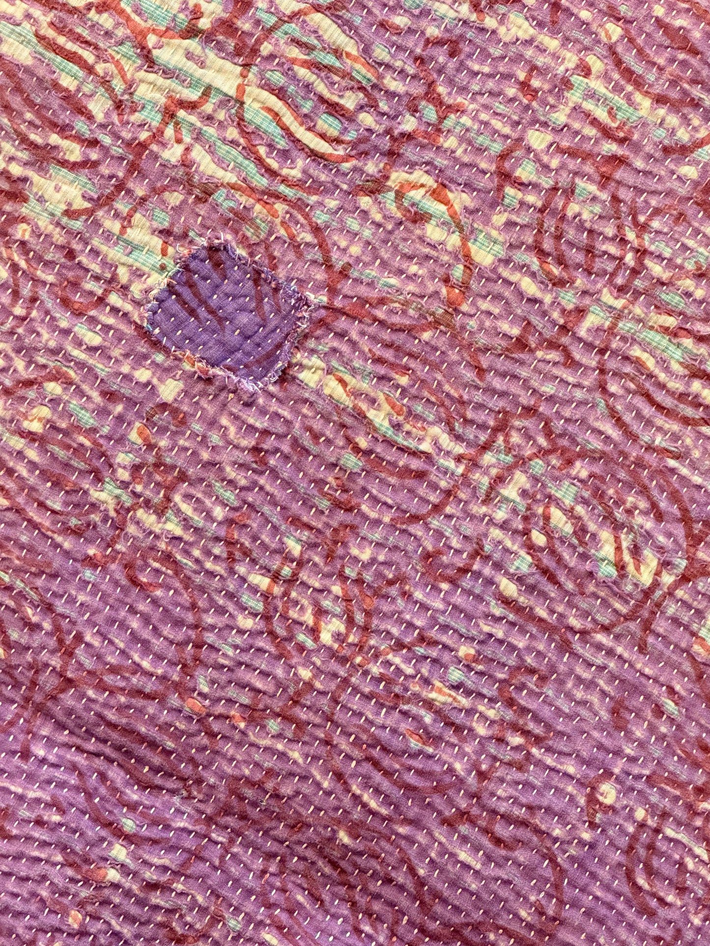 A Finestitch Kantha Quilt with Bagru over-print