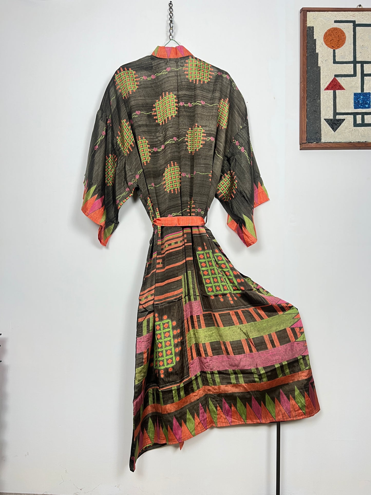 Vintage Saree Silk Kimono / Duster - Long - Wider Unisex Fit