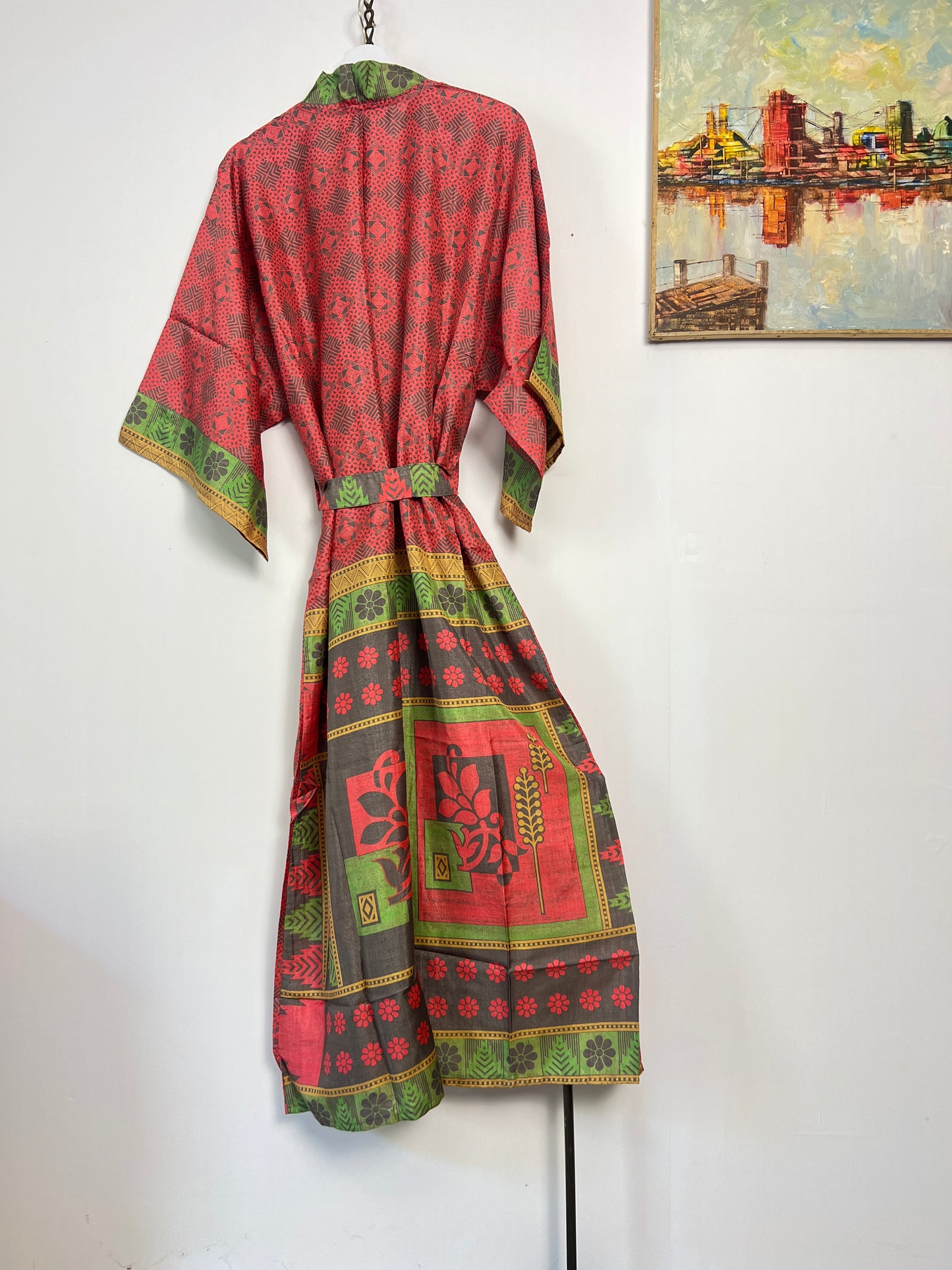 Vintage Saree Silk Kimono / Duster - Long