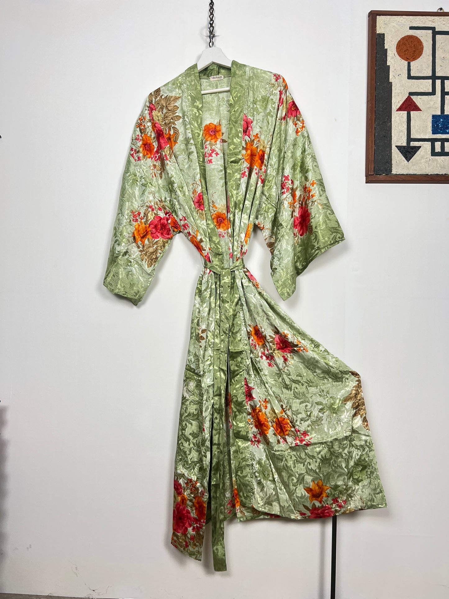 Vintage Saree Silk Kimono / Duster - Long - Wider Unisex Fit
