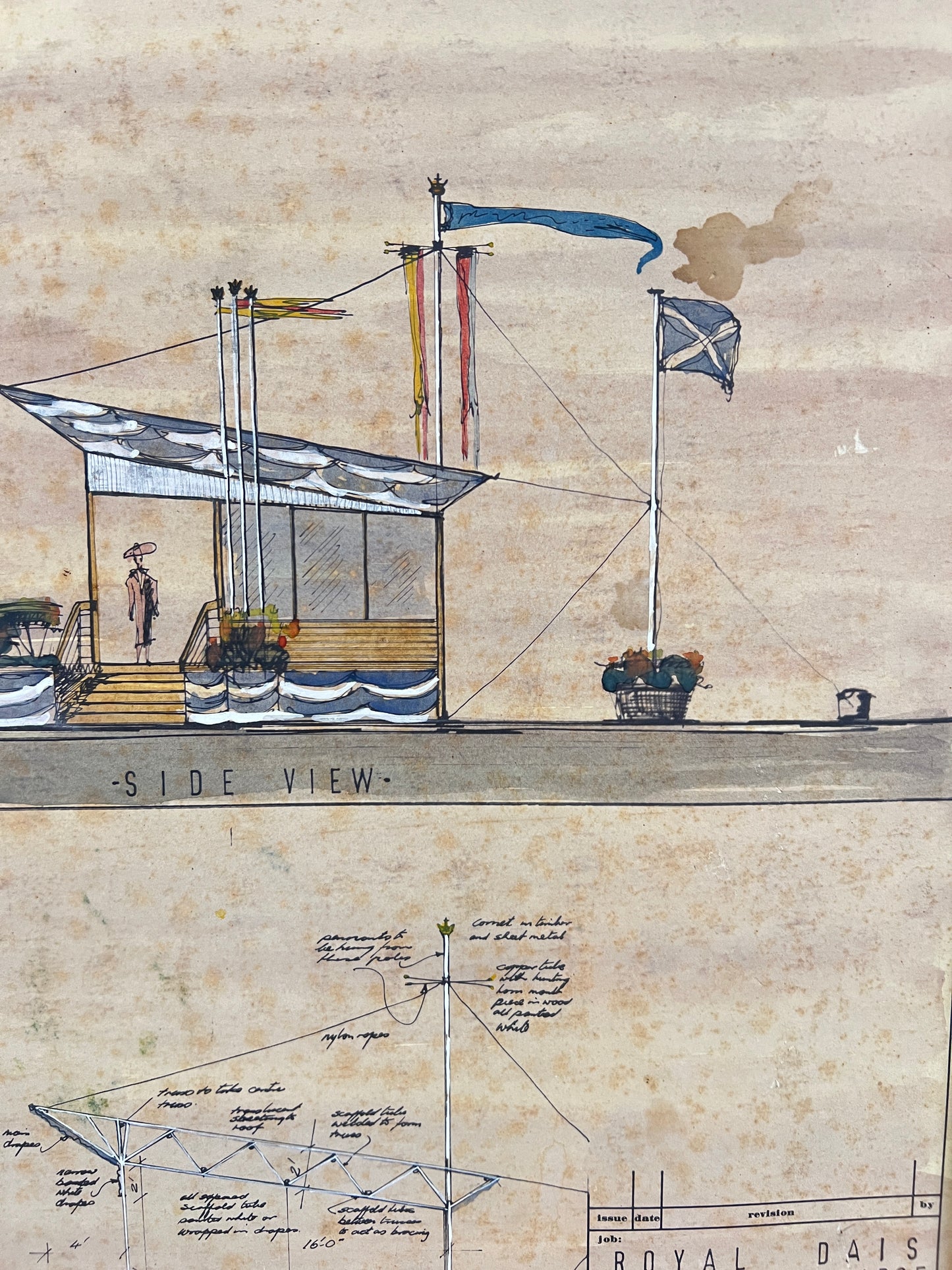 Original plans for the Royal Dais used during the opening ceremony of the Forth Road Bridge