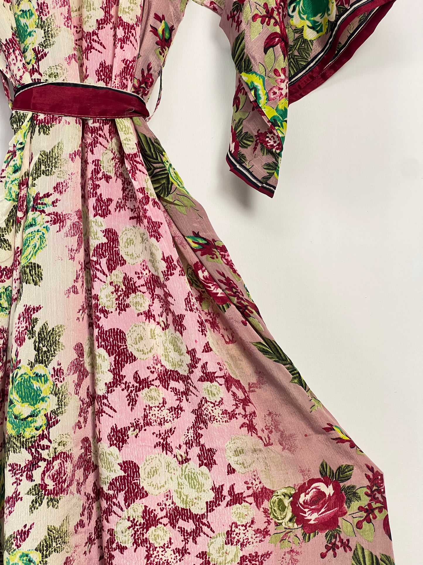 Vintage Saree Silk Kimono / Duster - Long