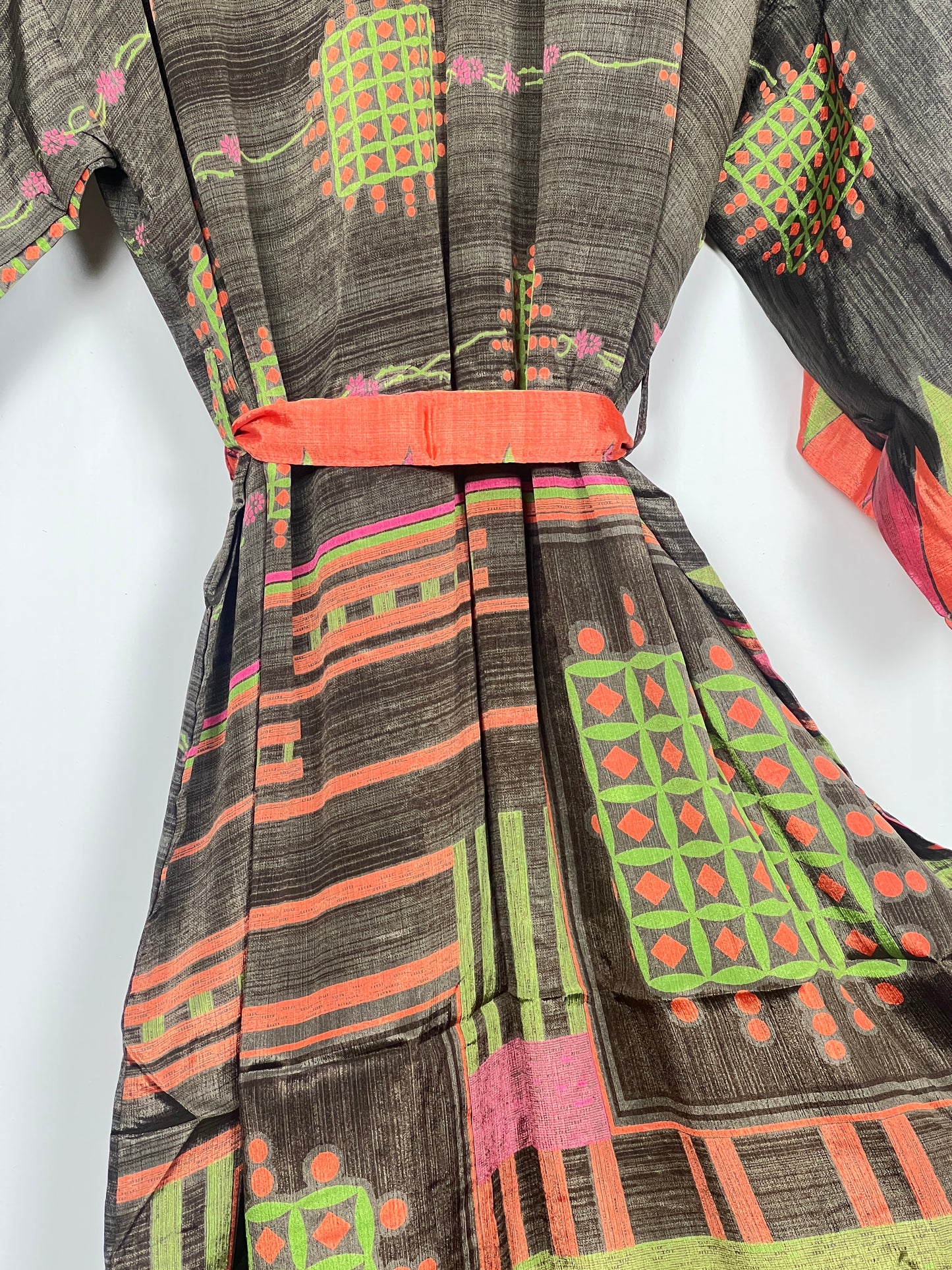 Vintage Saree Silk Kimono / Duster - Long - Wider Unisex Fit