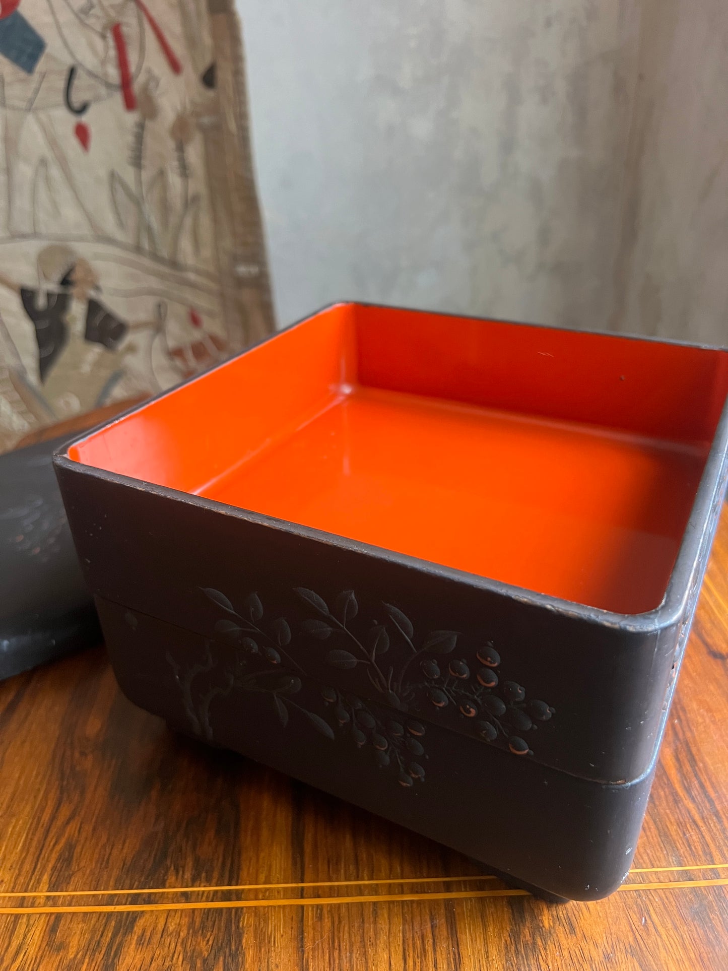Japanese Lacquerware Two Layer Jubako Box - c1920
