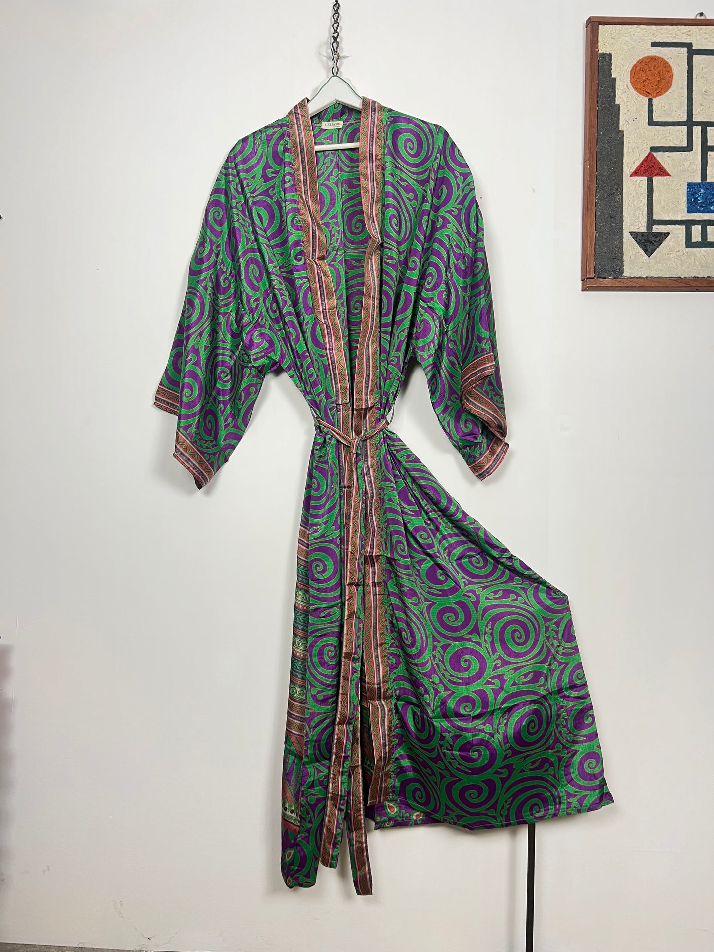 Vintage Saree Silk Kimono / Duster - Long - Wider Unisex Fit