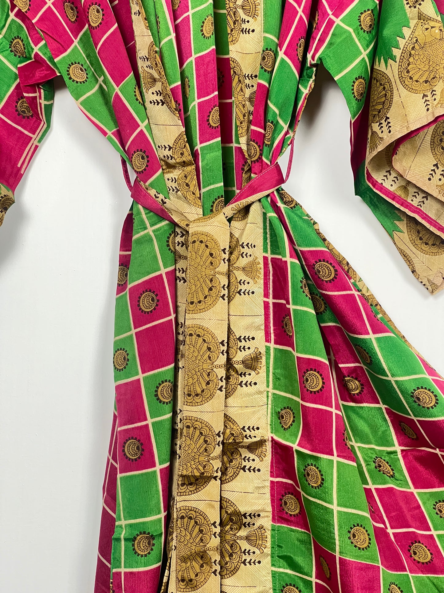 Vintage Saree Silk Kimono / Duster - Long - Wider Unisex Fit