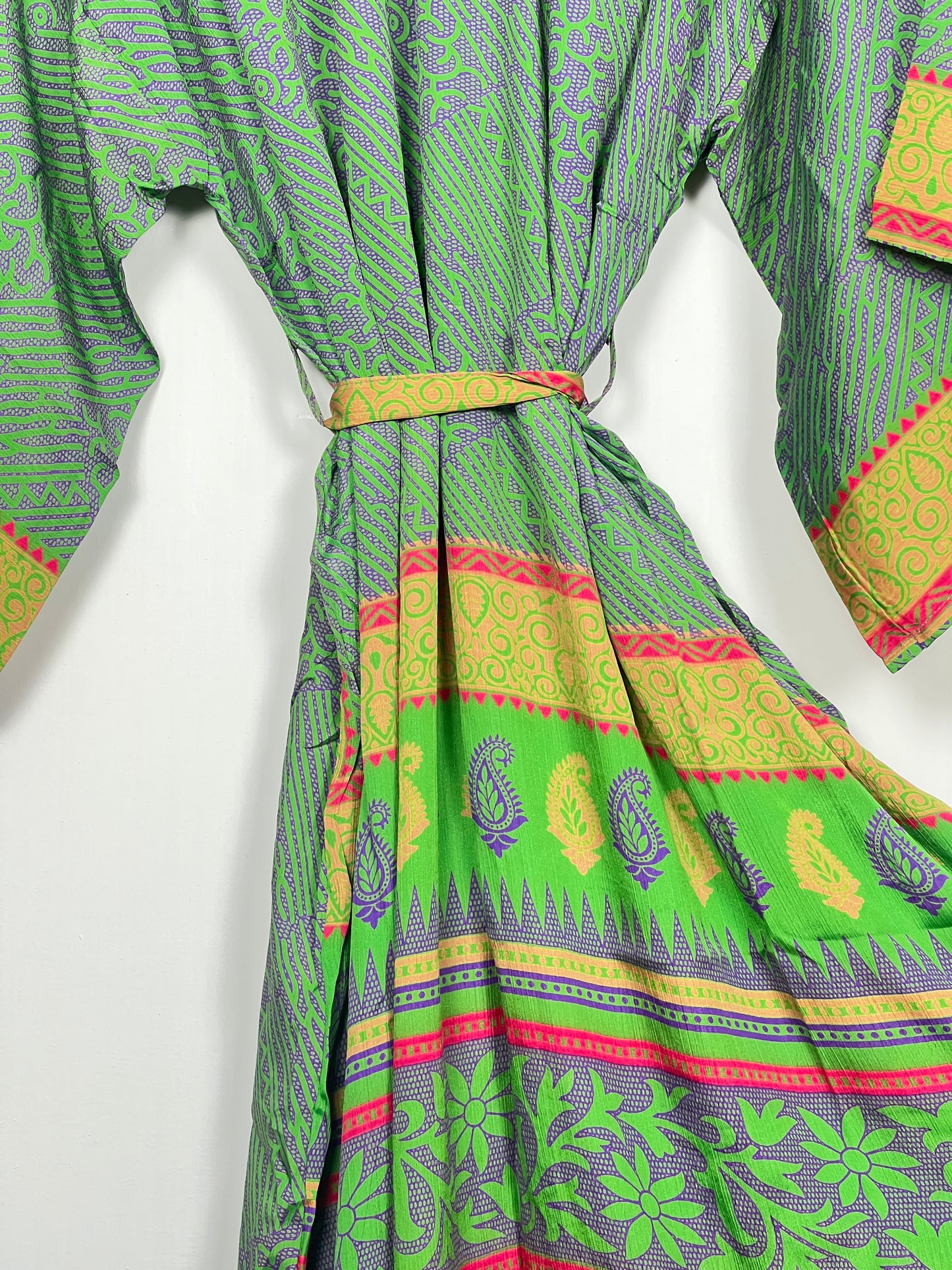 Vintage Saree Silk Kimono / Duster - Long - Wider Unisex Fit