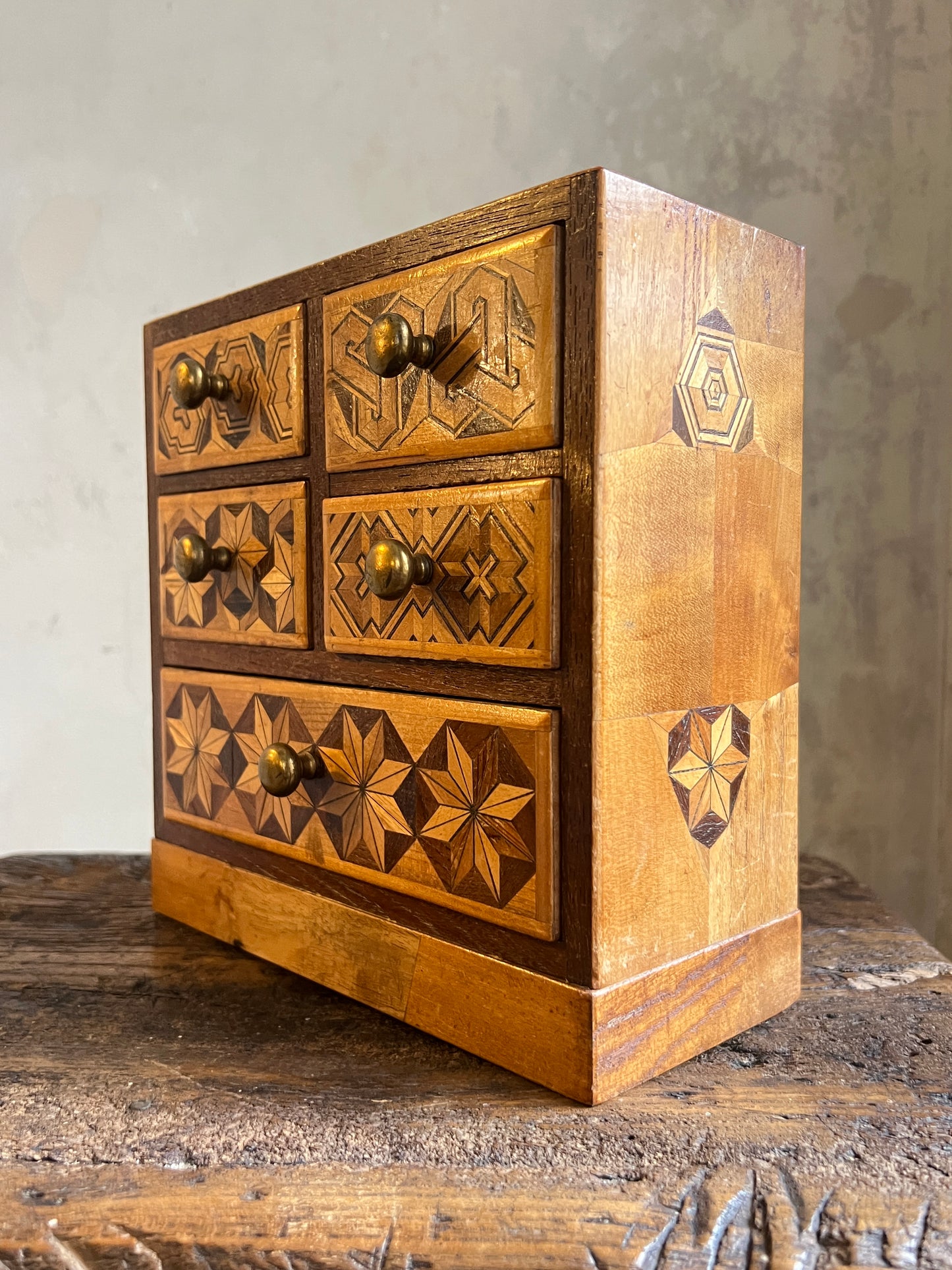 A Japanese Parquetry Specimen Table-top Miniature Chest