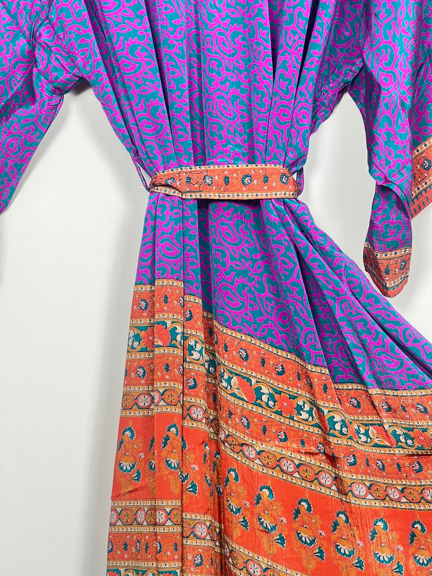 Vintage Saree Silk Kimono / Duster - Long - Wider Unisex Fit
