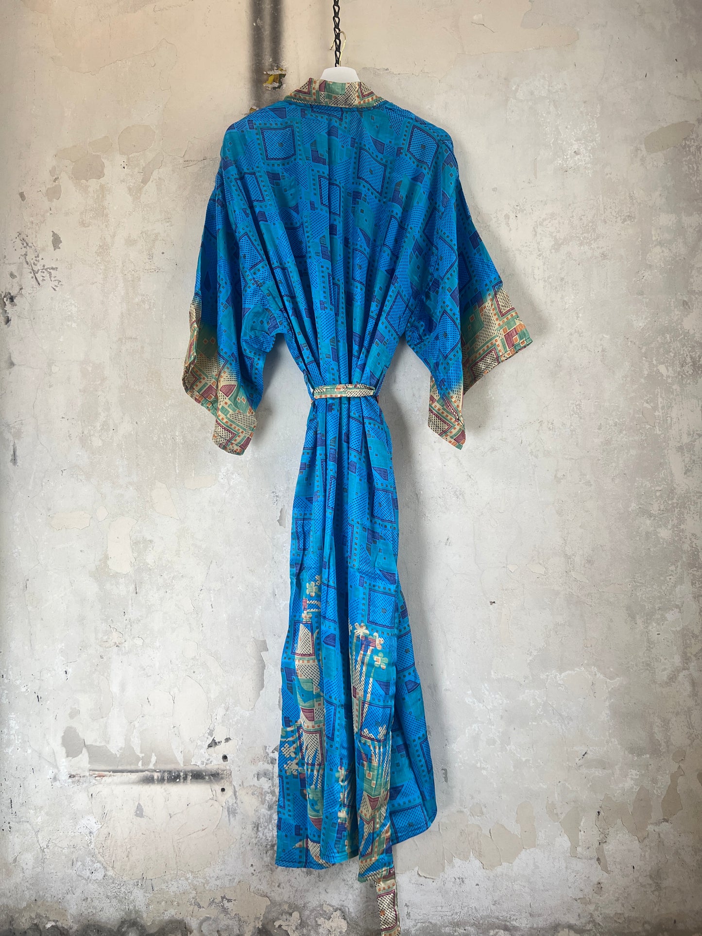 Vintage Saree Silk Kimono / Duster - Long