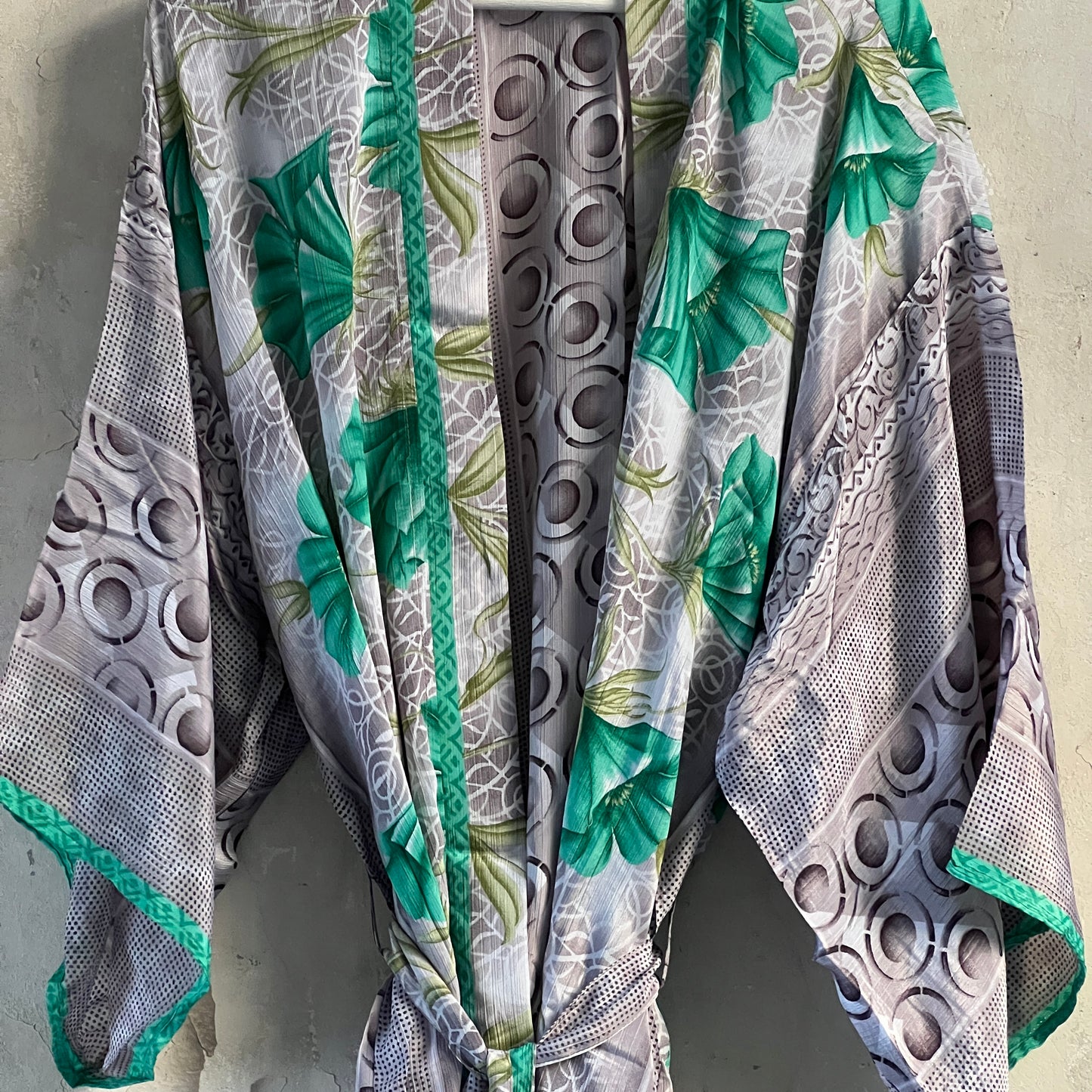 Vintage Saree Silk Kimono / Duster - Long