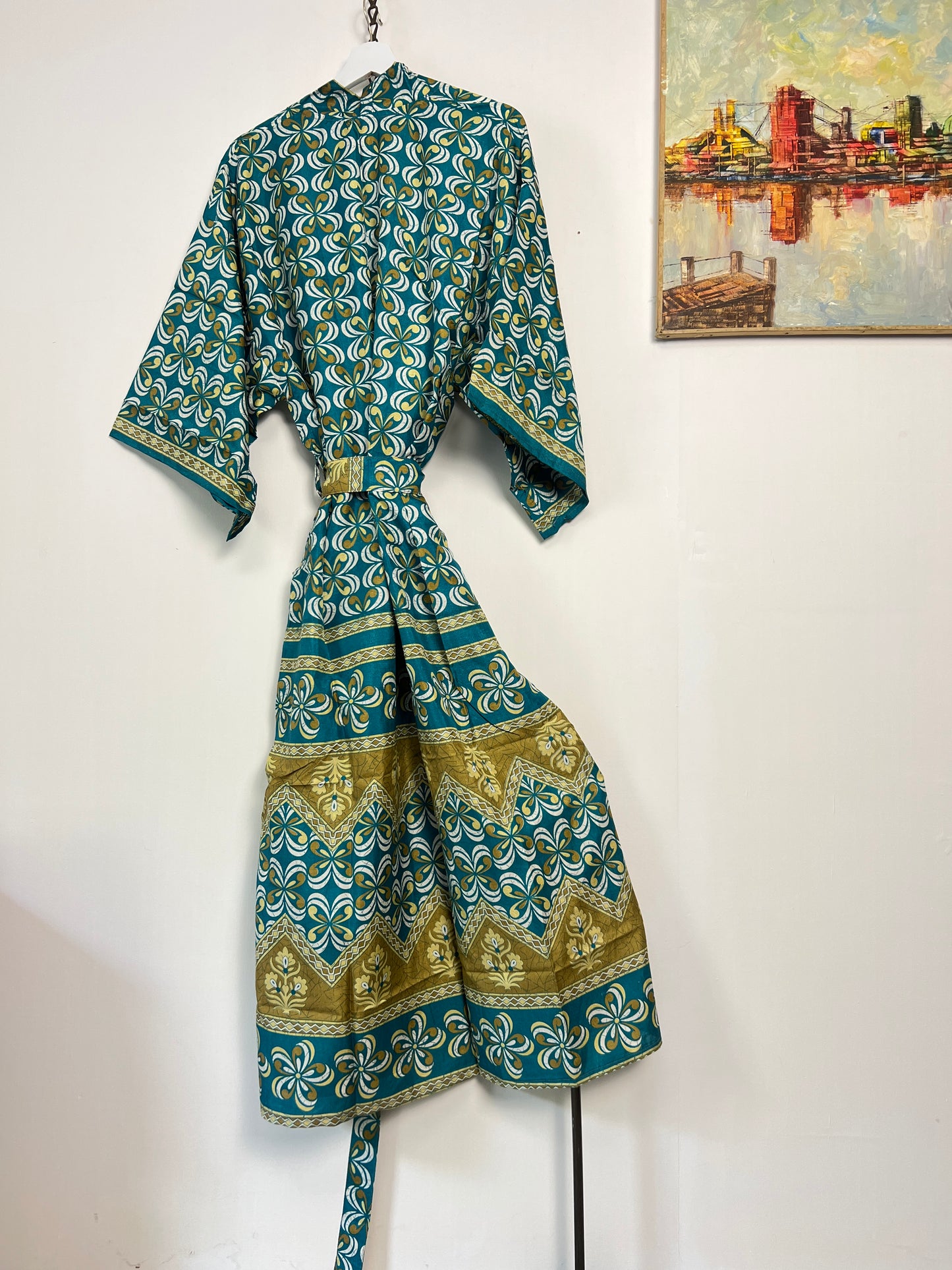 Vintage Saree Silk Kimono / Duster - Long
