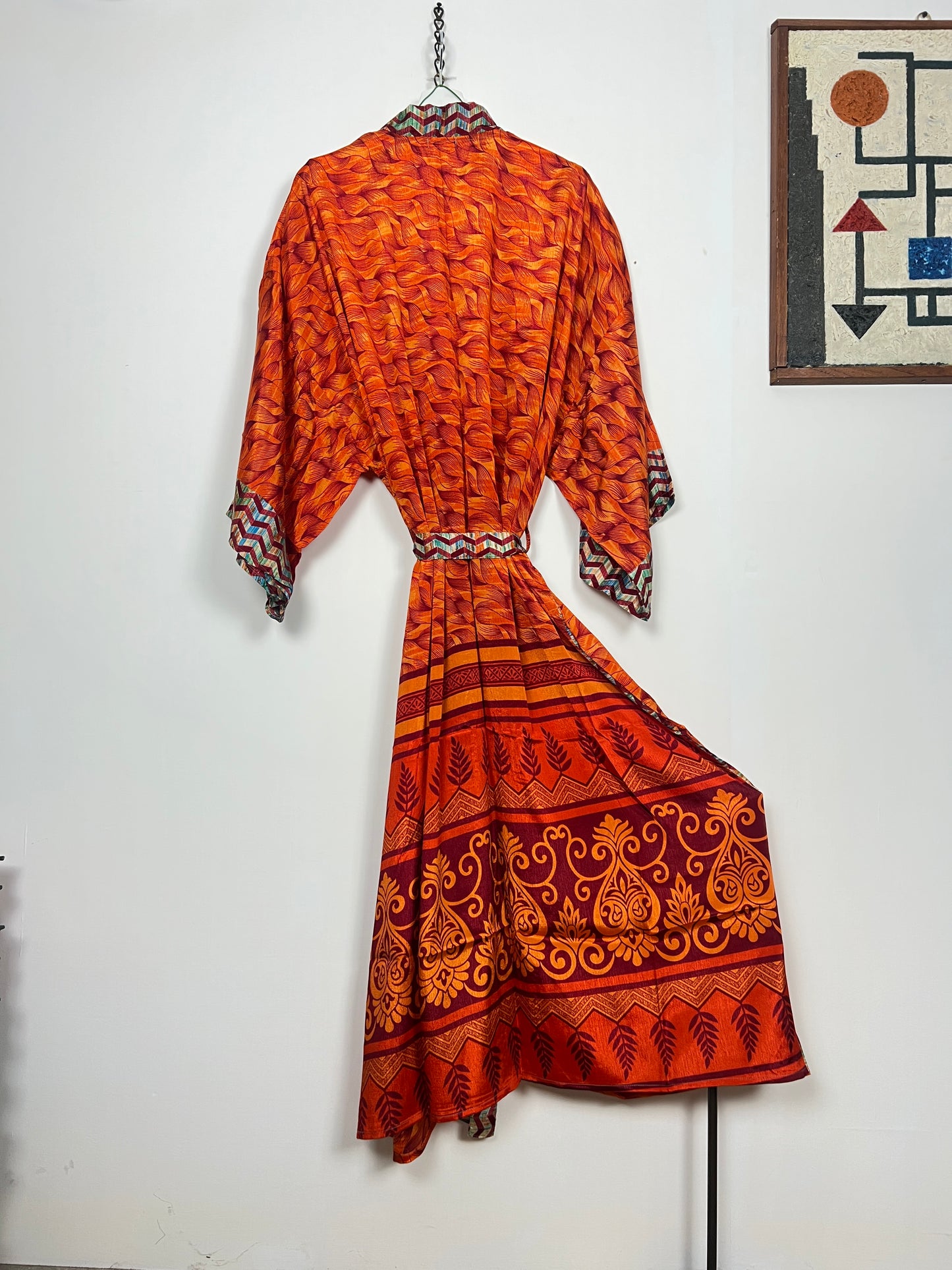 Vintage Saree Silk Kimono / Duster - Long - Wider Unisex Fit