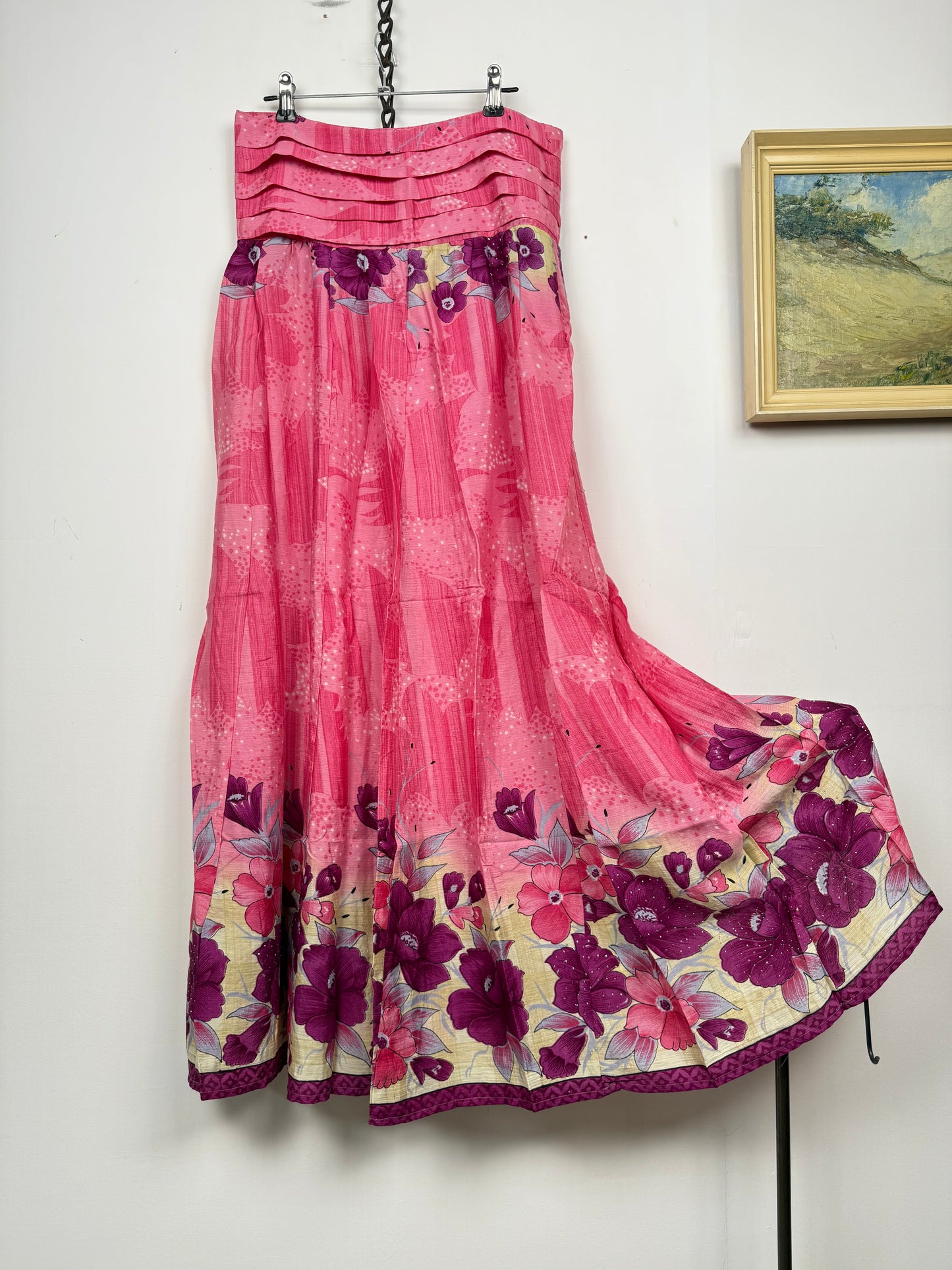 Vintage Saree Silk Pleated Skirt