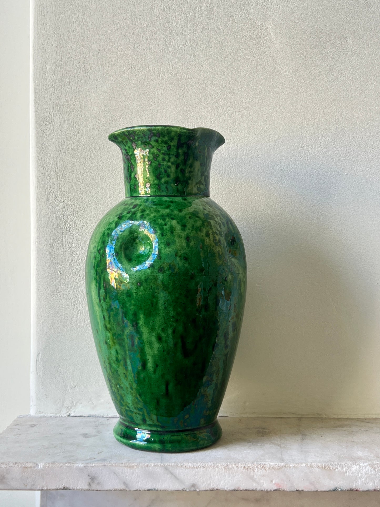 Belgian Art Nouveau Green Glazed Art Pottery Vase