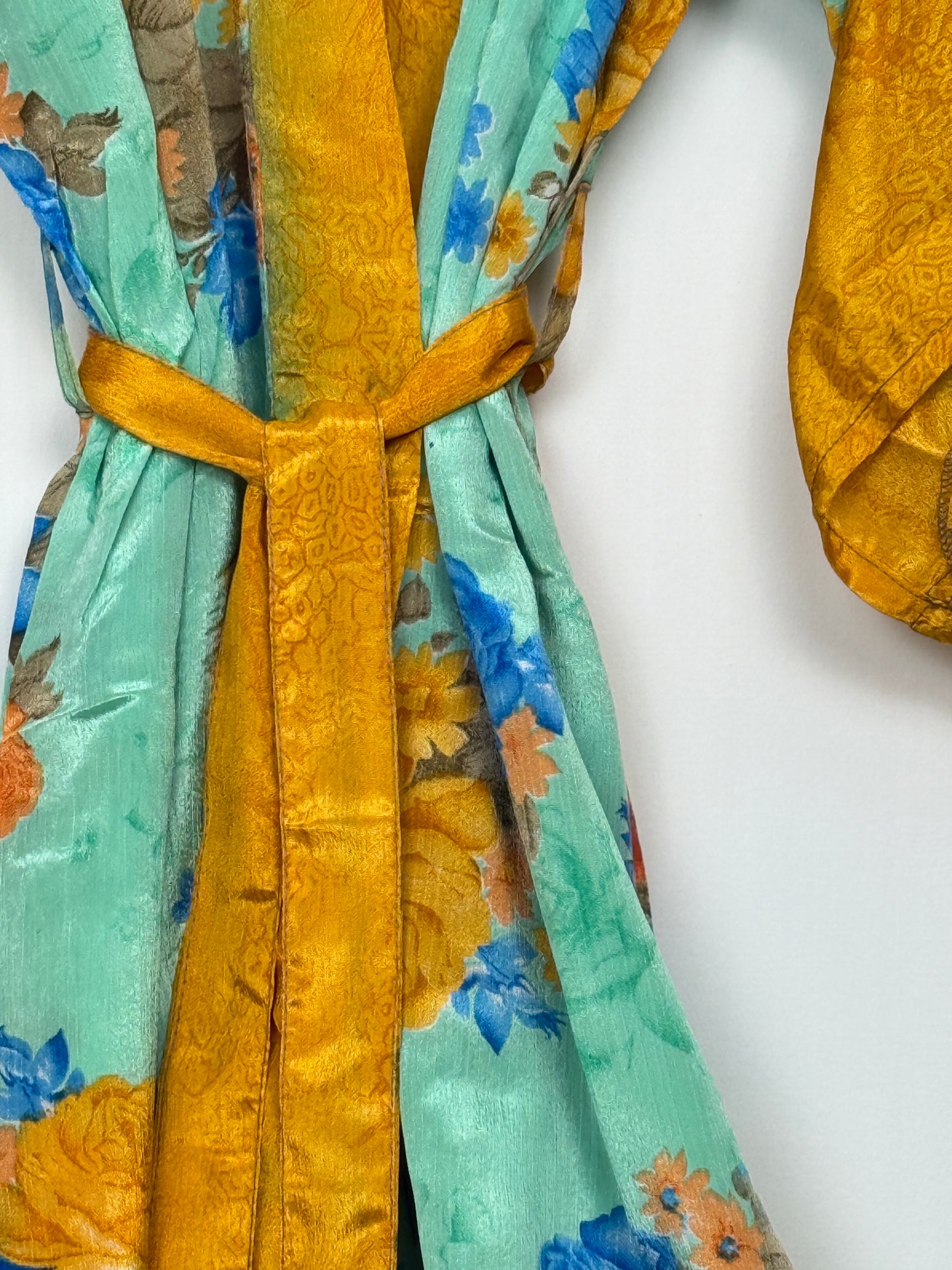 Vintage Saree Silk Kimono / Duster - Long