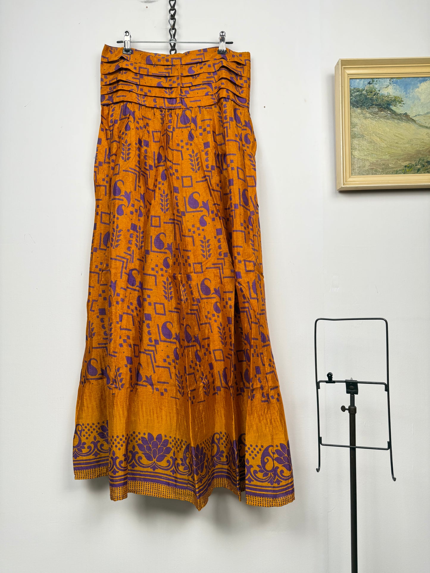 Vintage Saree Silk Pleated Skirt