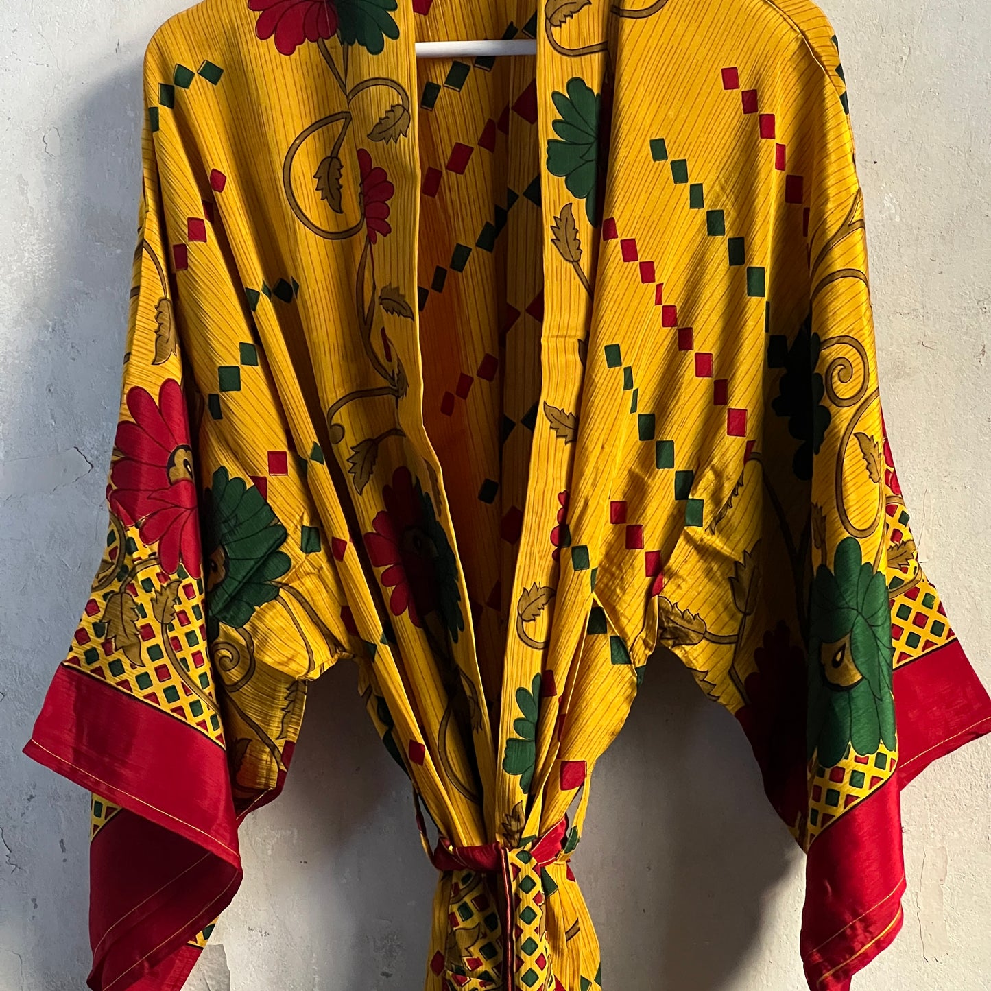 Vintage Saree Silk Kimono / Duster - Long