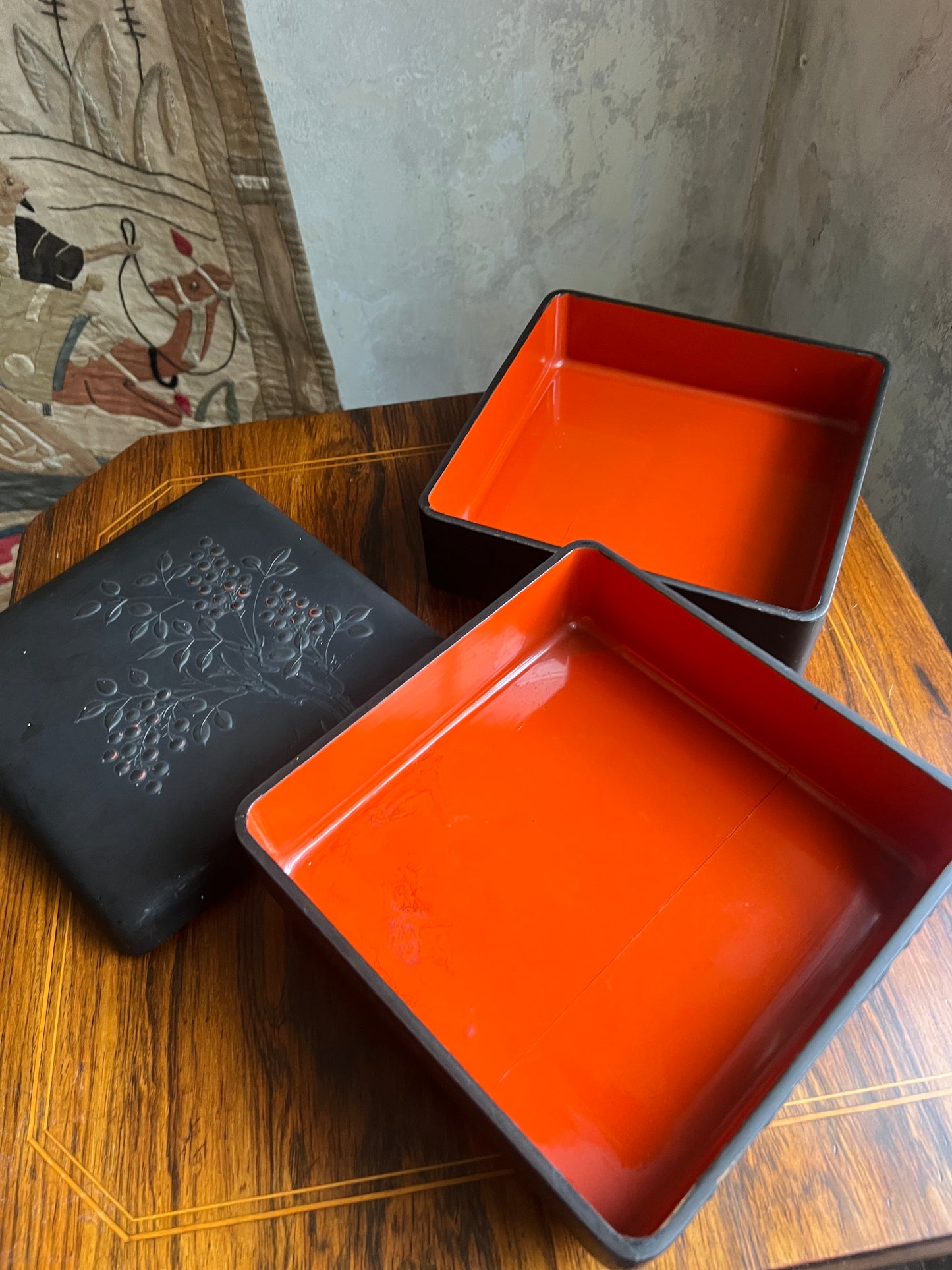 Japanese Lacquerware Two Layer Jubako Box - c1920