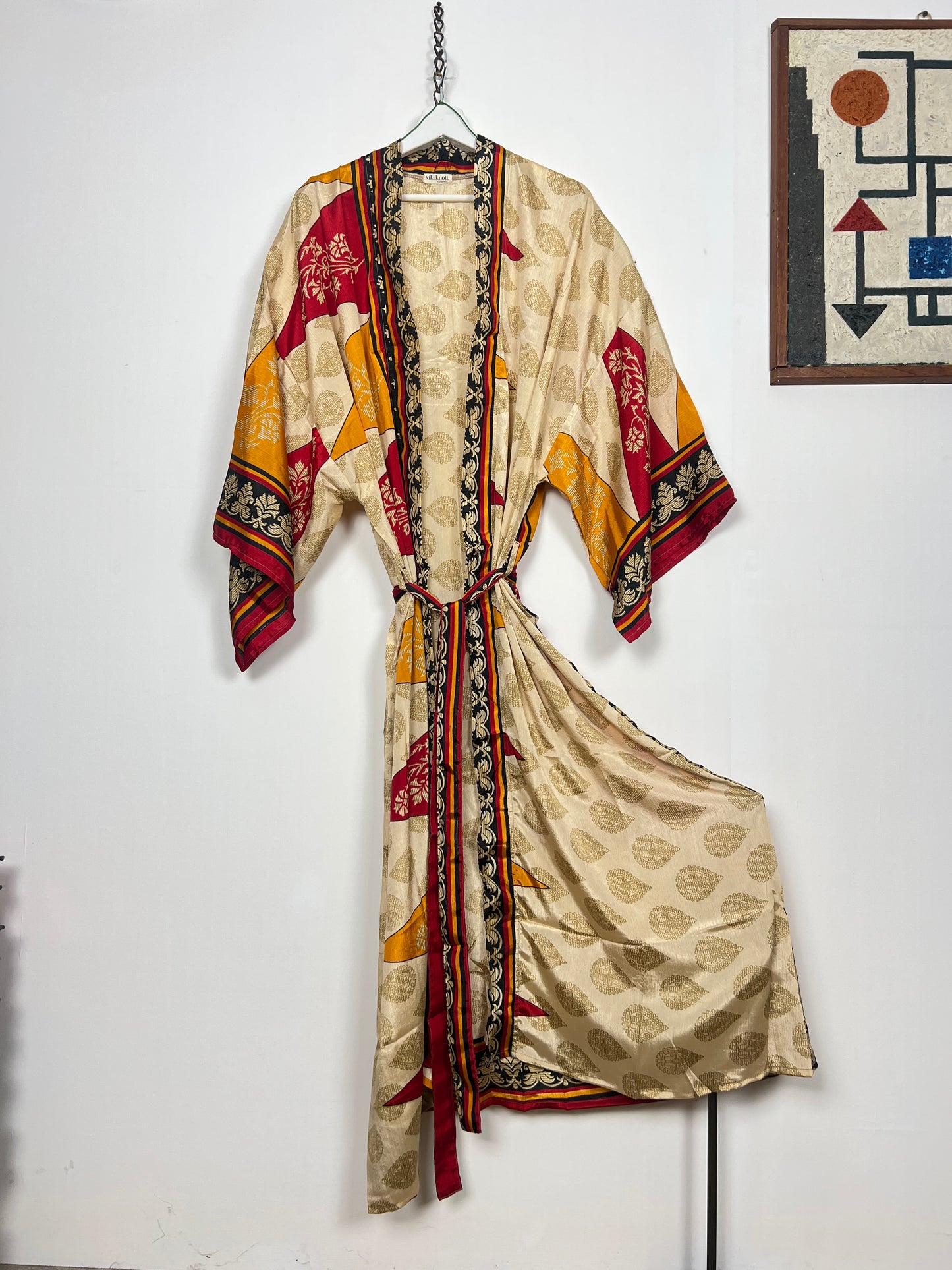 Vintage Saree Silk Kimono / Duster - Long - Wider Unisex Fit