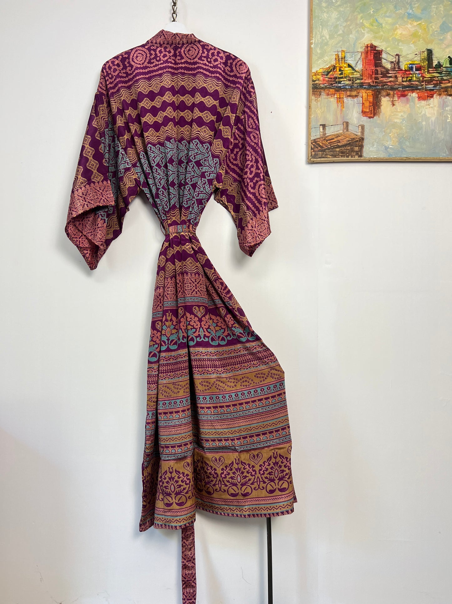 Vintage Saree Silk Kimono / Duster - Long