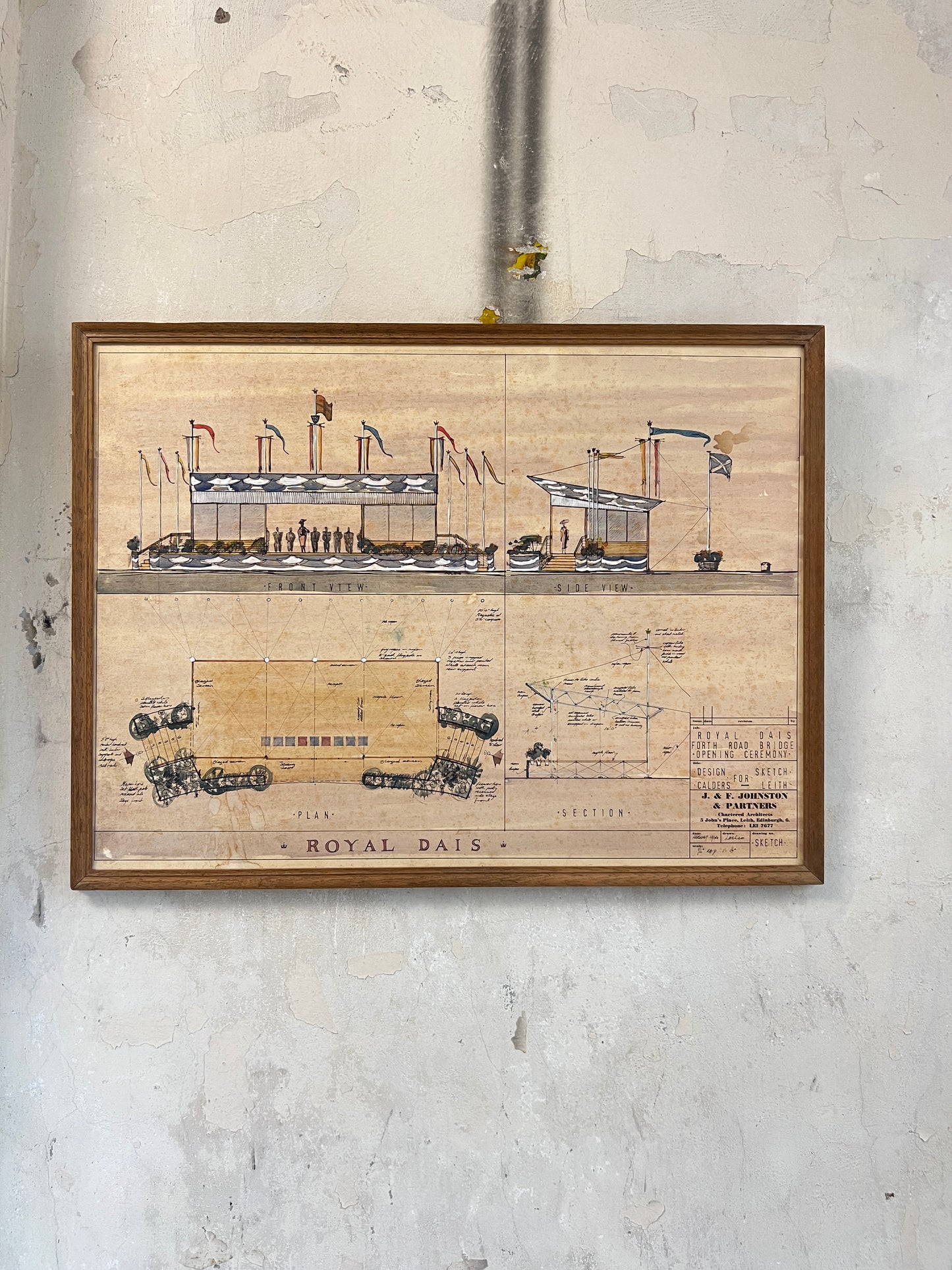 Original plans for the Royal Dais used during the opening ceremony of the Forth Road Bridge