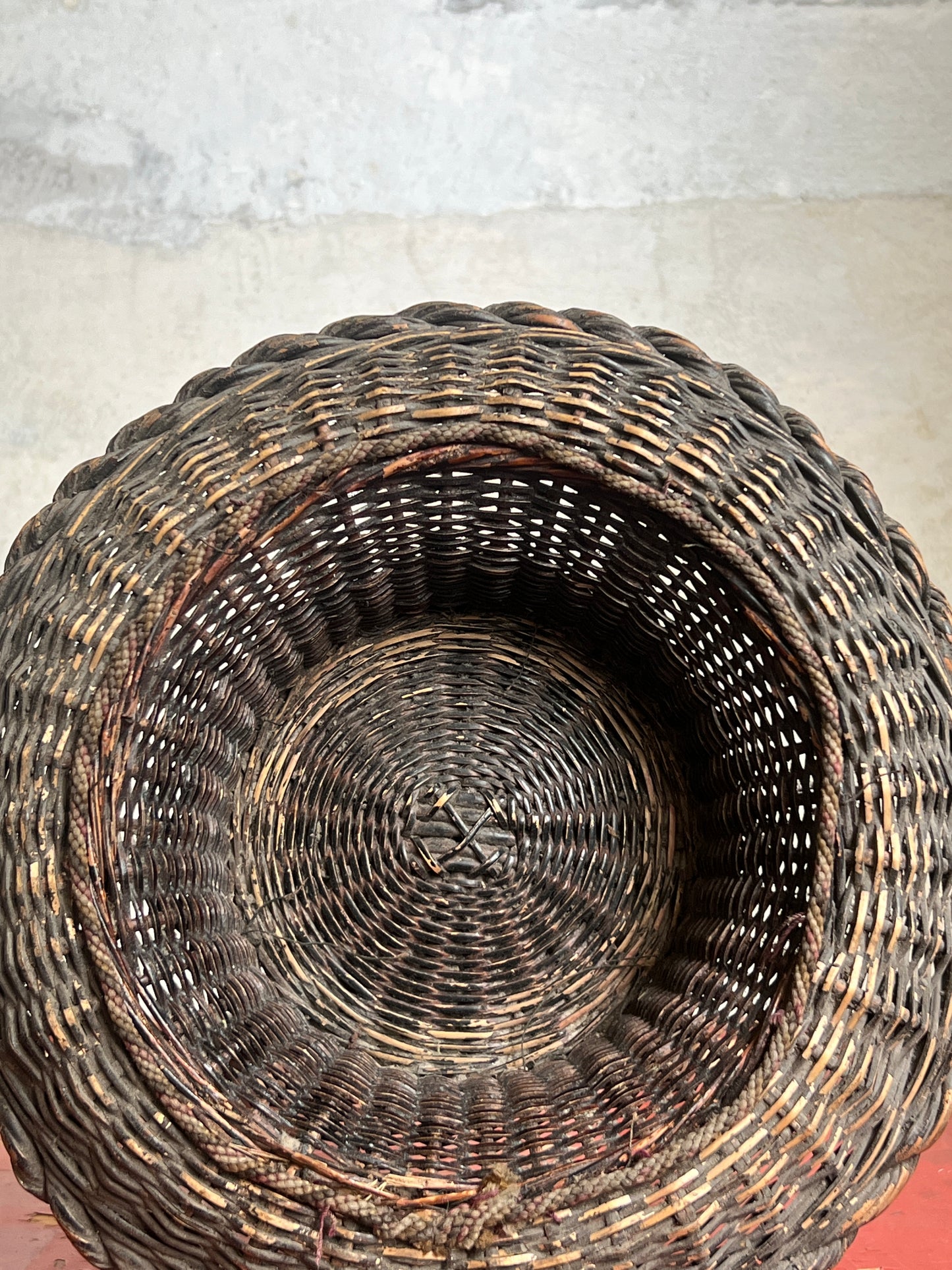 A Rare 19thC Wicker on Steel table-top Plant Stand