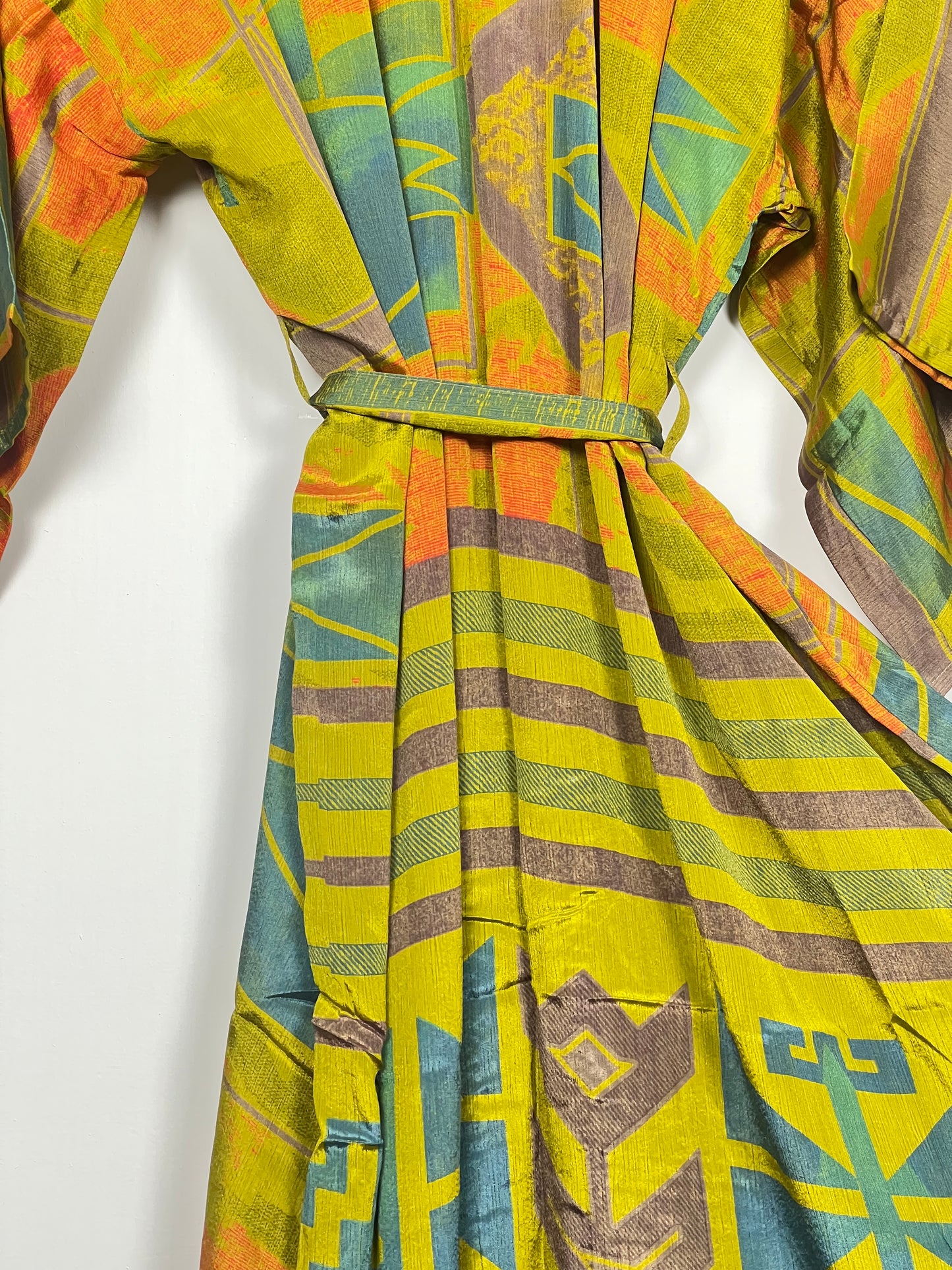 Vintage Saree Silk Kimono / Duster - Long - Wider Unisex Fit