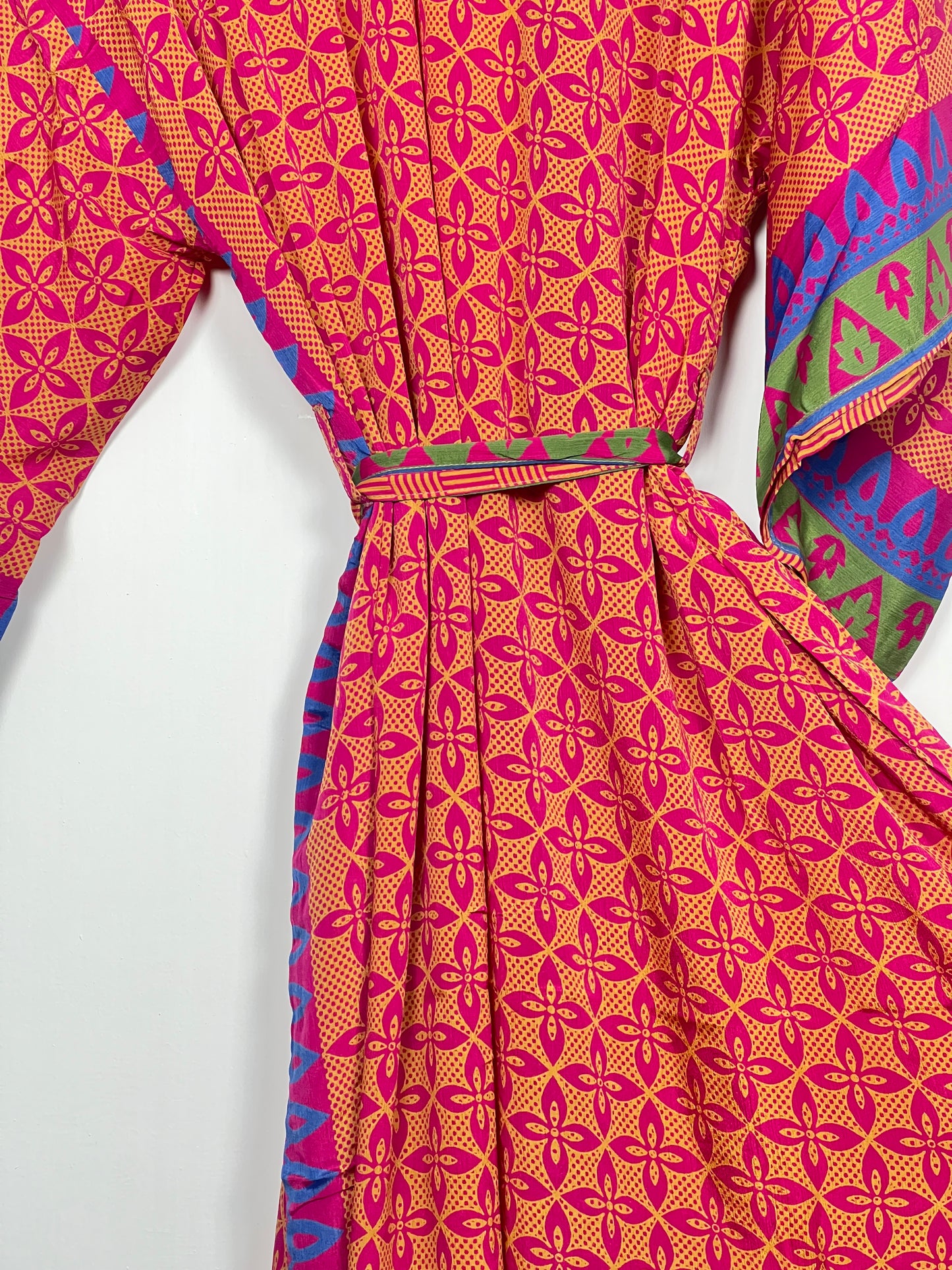 Vintage Saree Silk Kimono / Duster - Long - Wider Unisex Fit