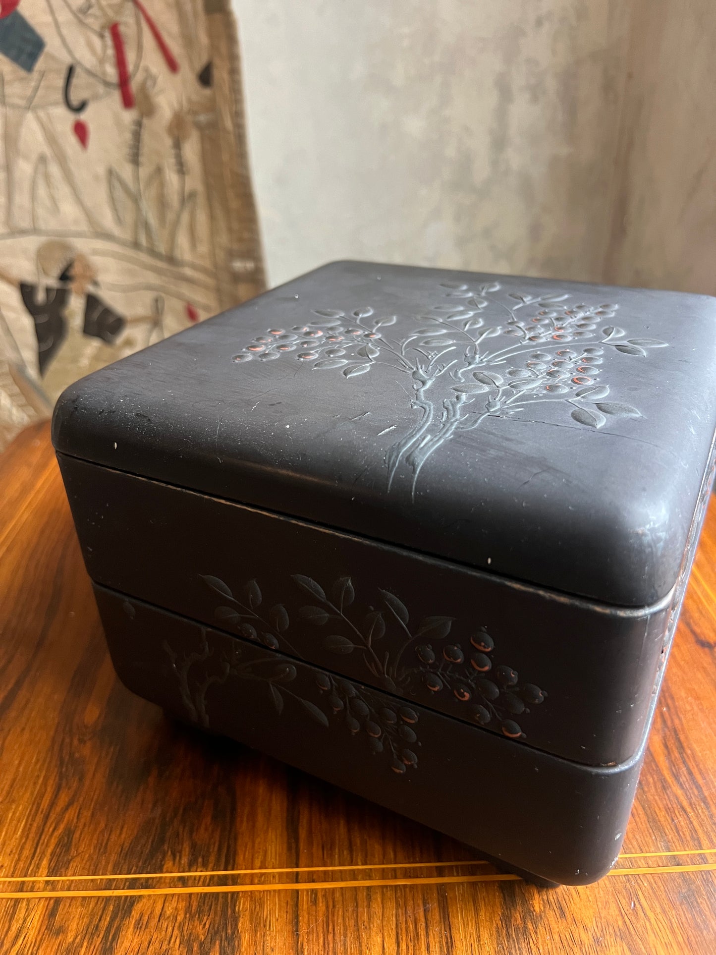 Japanese Lacquerware Two Layer Jubako Box - c1920