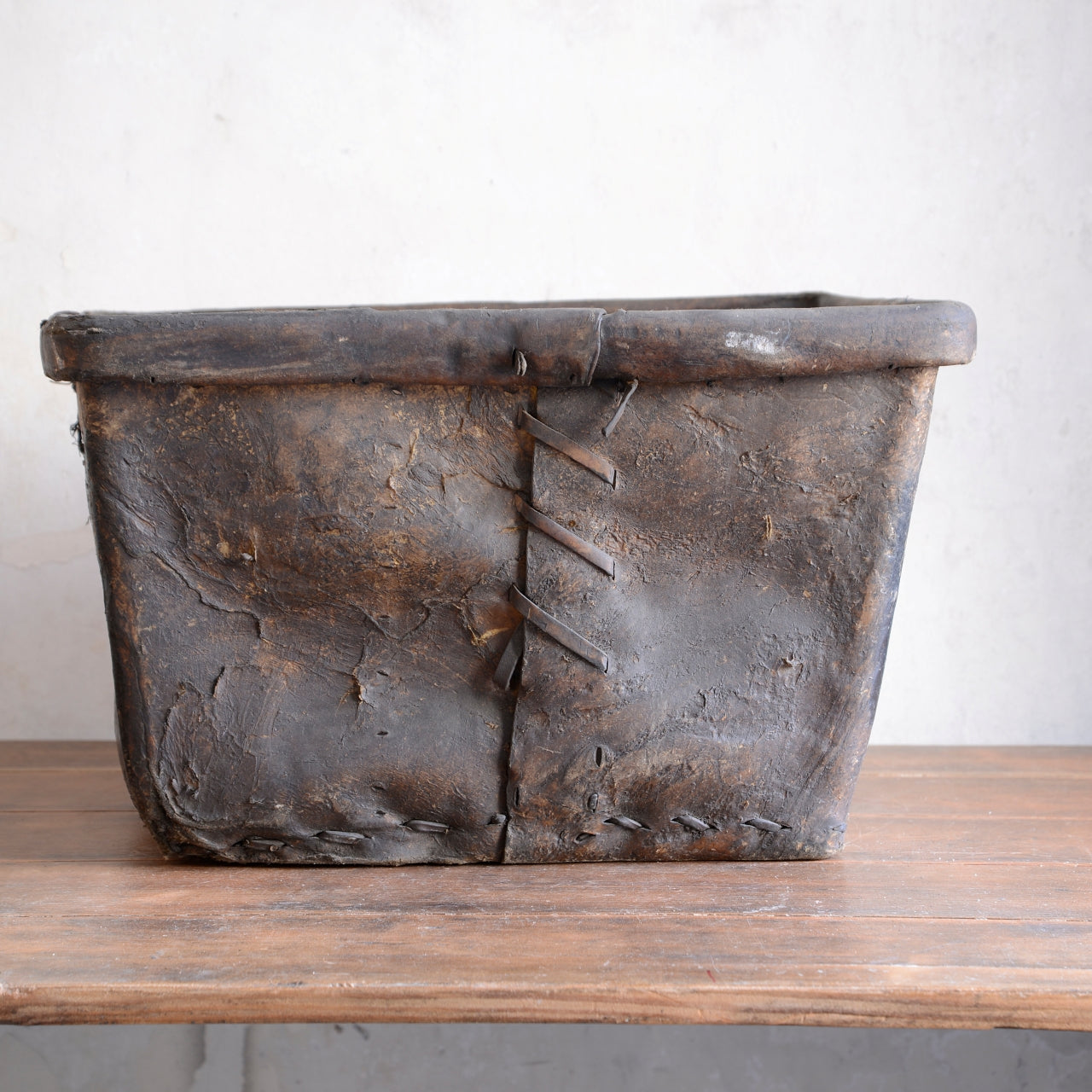 19th Century Buffalo Rawhide Mill Bucket - No 7