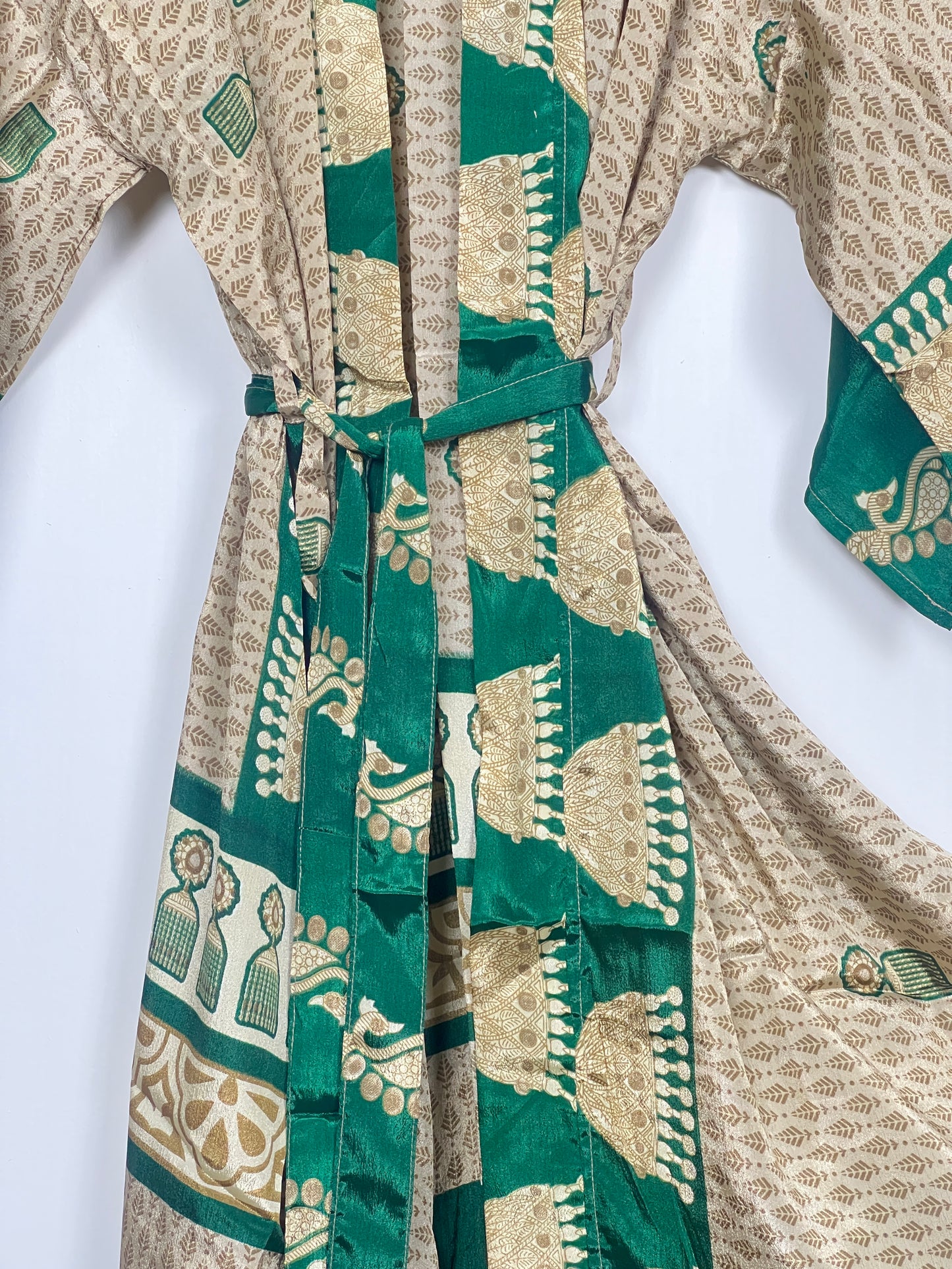 Vintage Saree Silk Kimono / Duster - Long - Wider Unisex Fit