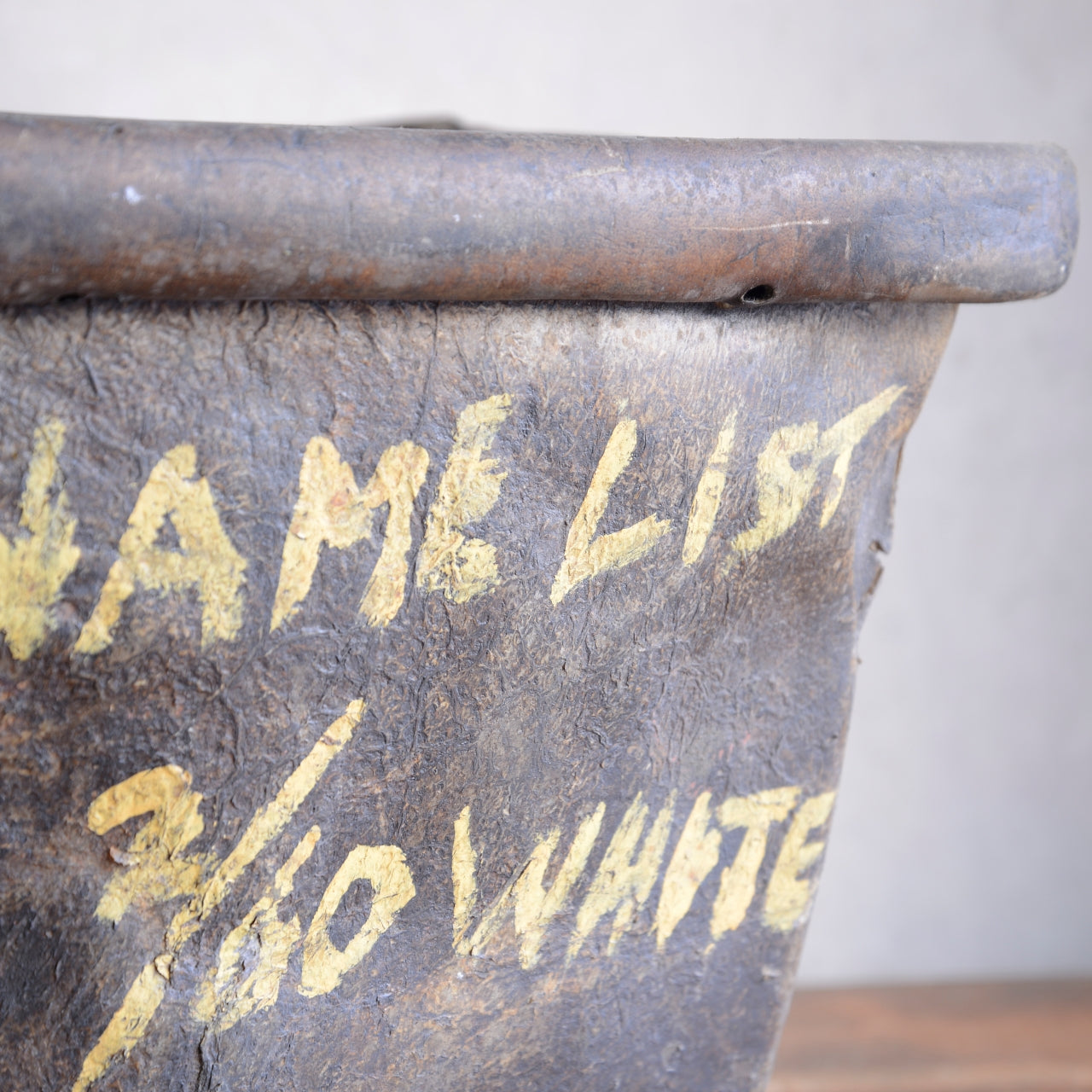 19th Century Buffalo Rawhide Mill Bucket - No 119/Name